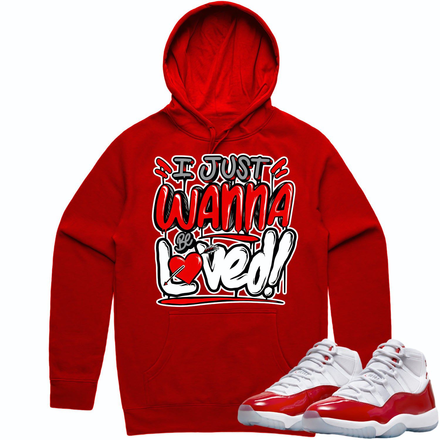 Jordan 11 Cherry 11s Hoodie to Match - RED LOVED