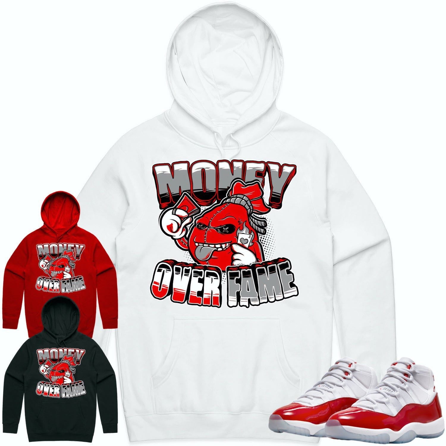 Jordan 11 Cherry 11s Hoodie to Match - RED MOF