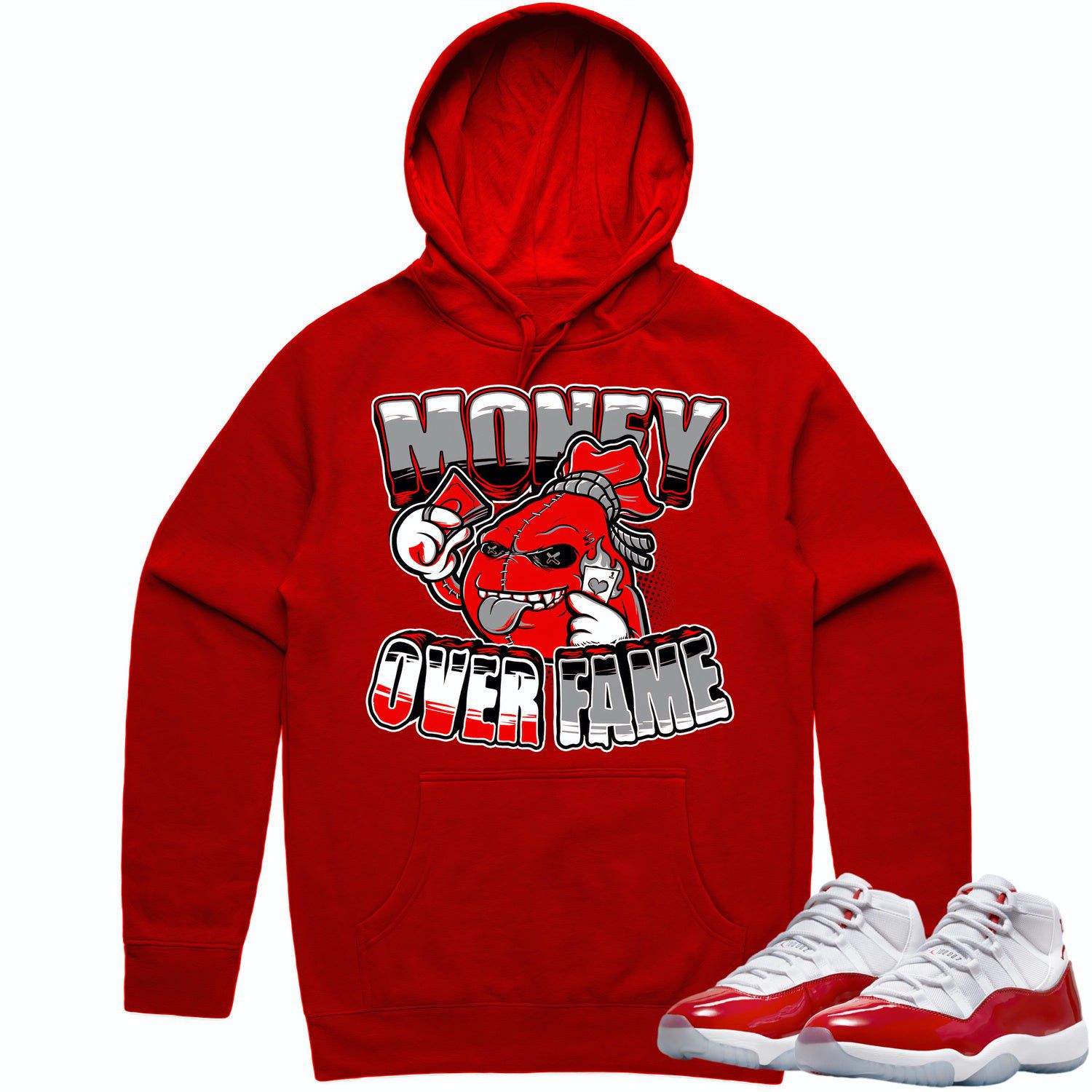 Jordan 11 Cherry 11s Hoodie to Match - RED MOF