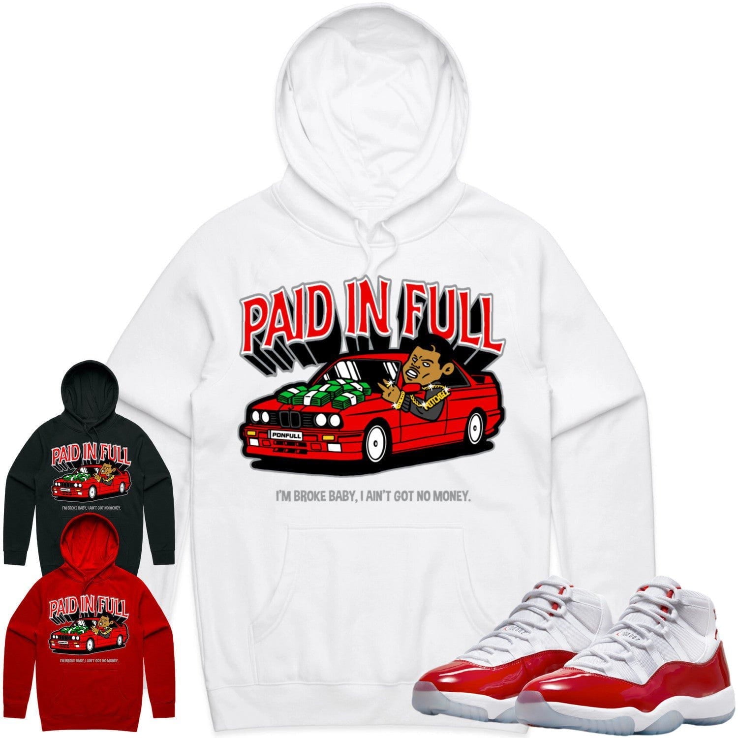 Jordan 11 Cherry 11s Hoodie to Match - RED PAID