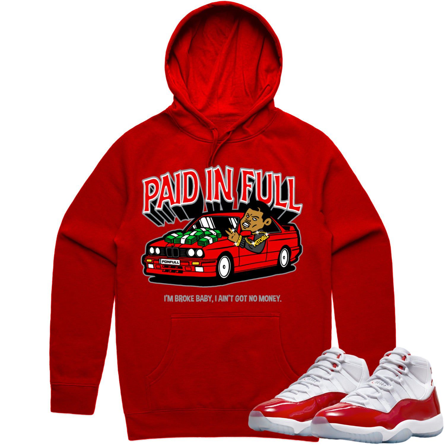 Jordan 11 Cherry 11s Hoodie to Match - RED PAID