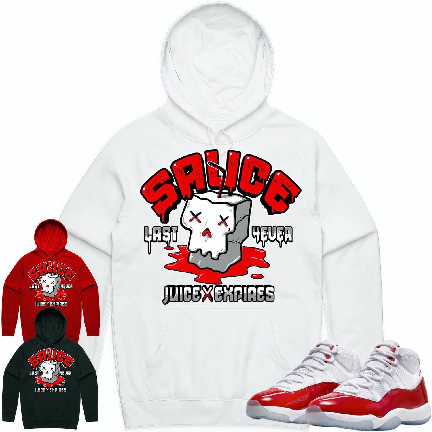 Jordan 11 Cherry 11s Hoodie to Match - RED SAUCE