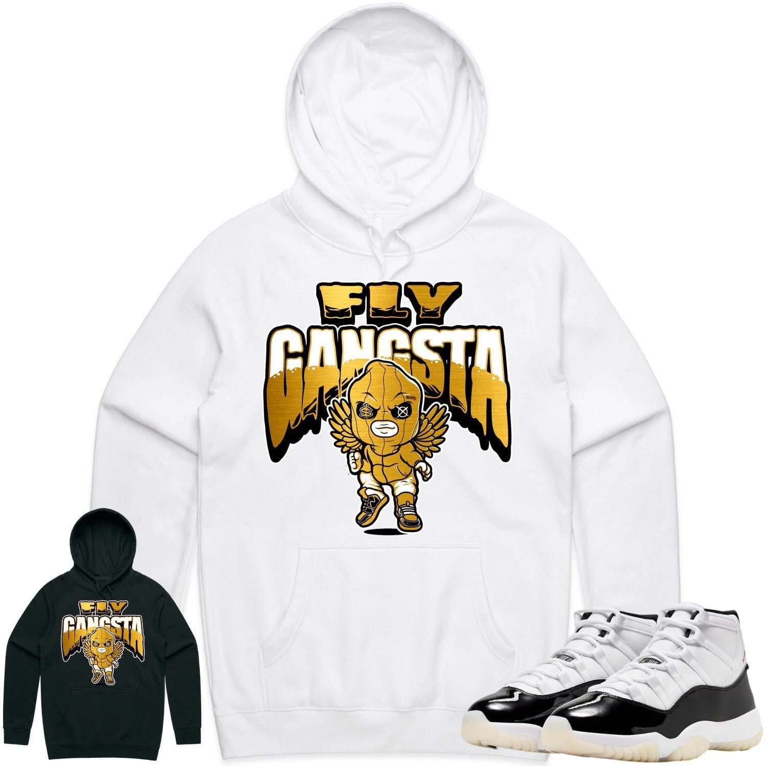 Jordan 11 Gratitude 11s Hoodie to Match - GOLD METALLIC FLY GANGSTA