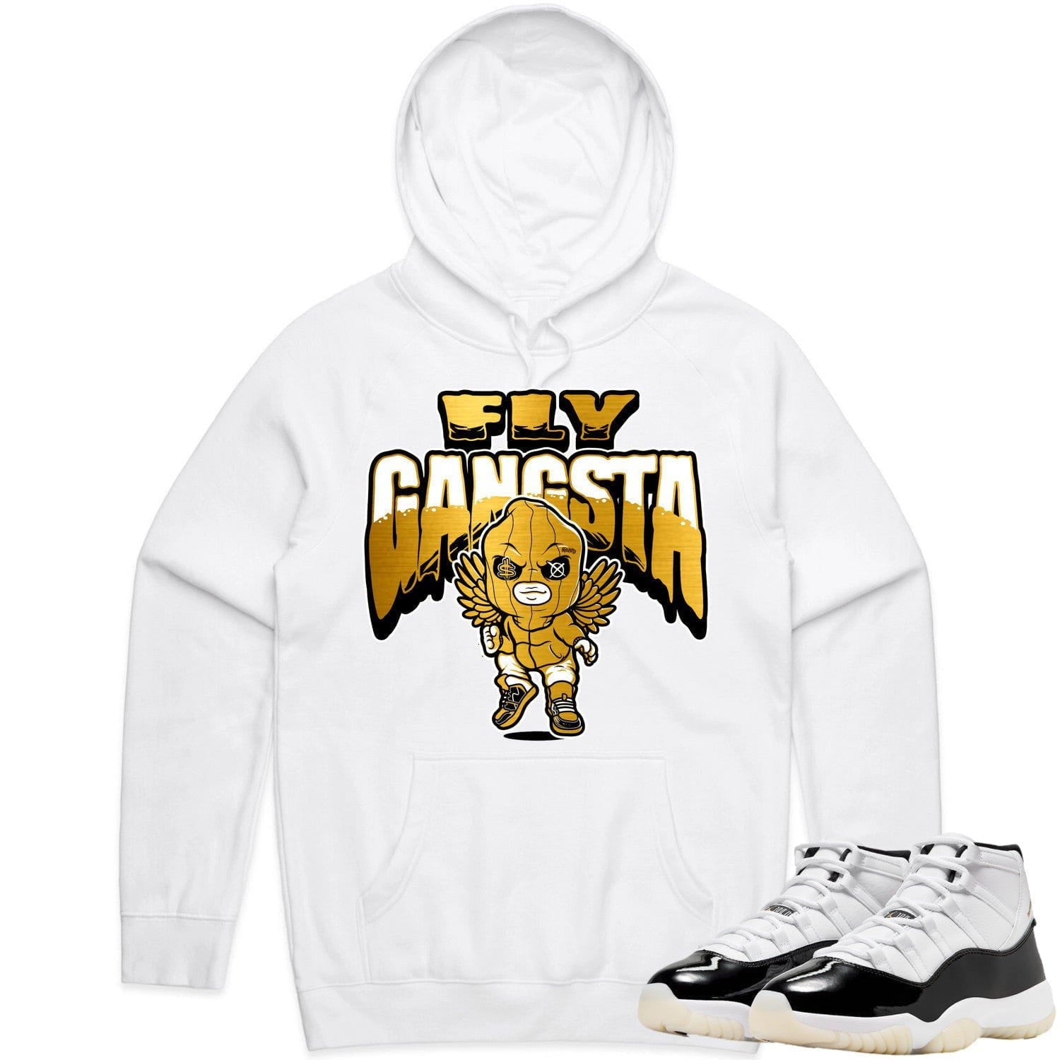 Jordan 11 Gratitude 11s Hoodie to Match - GOLD METALLIC FLY GANGSTA