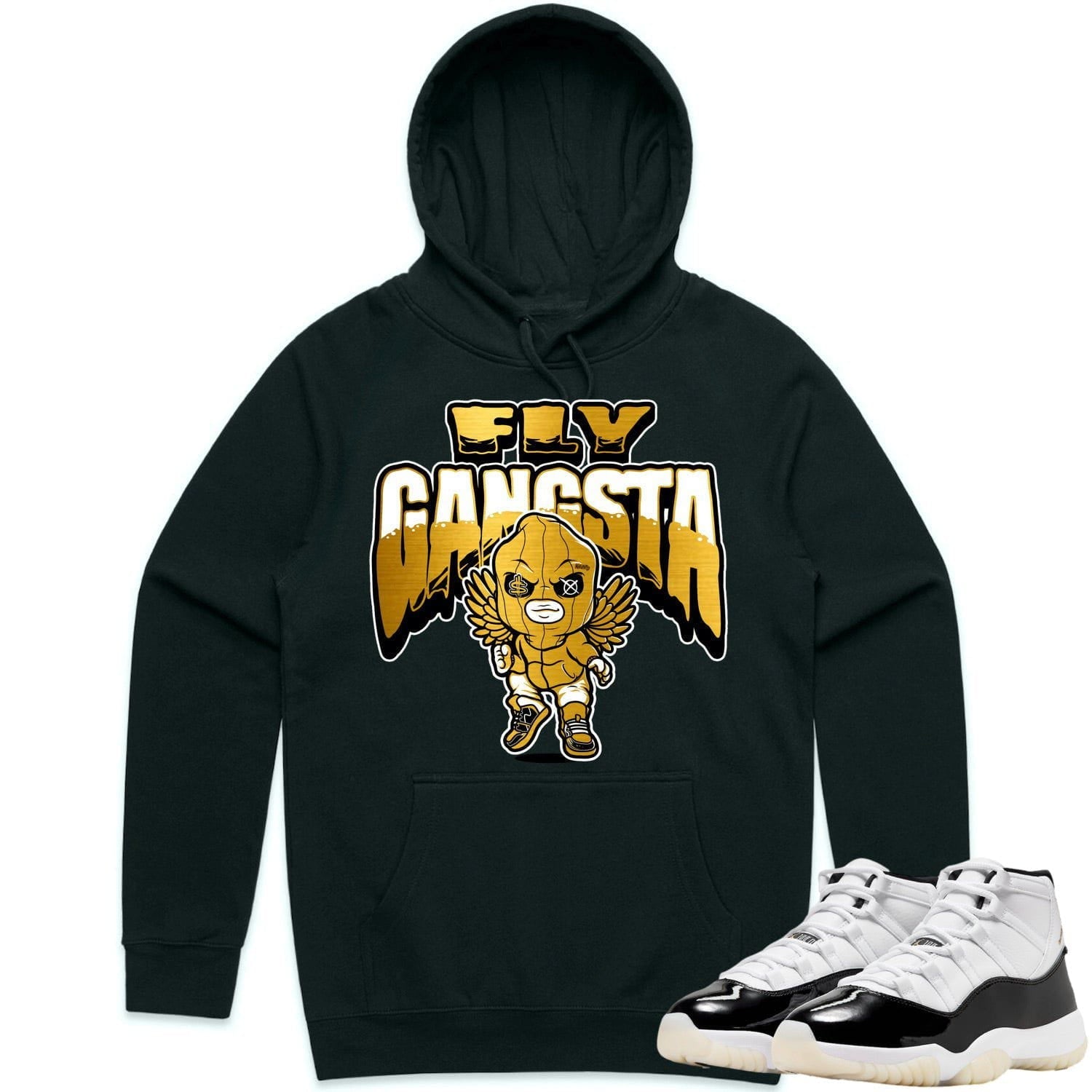 Jordan 11 Gratitude 11s Hoodie to Match - GOLD METALLIC FLY GANGSTA