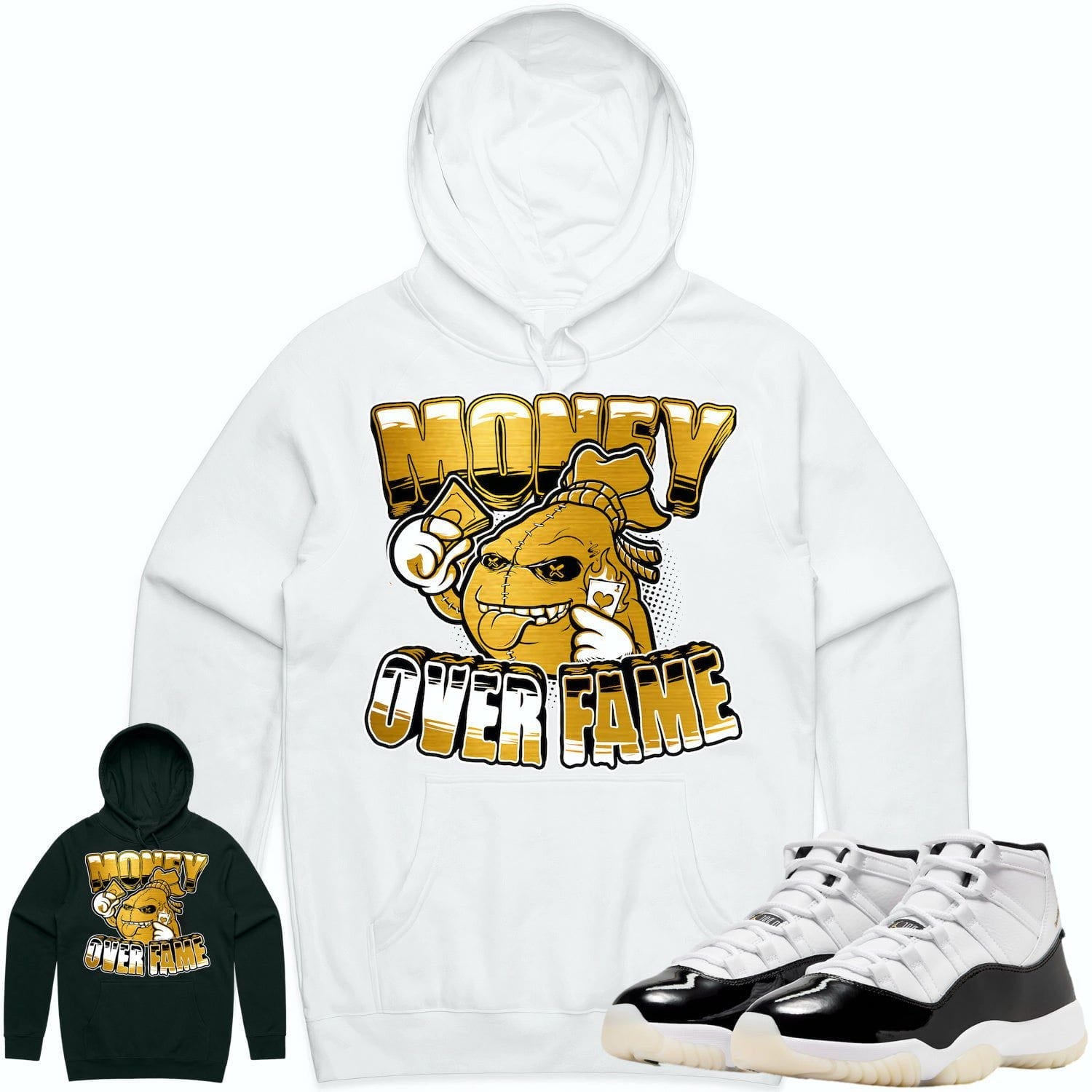 Jordan 11 Gratitude 11s Hoodie to Match - GOLD METALLIC MOF