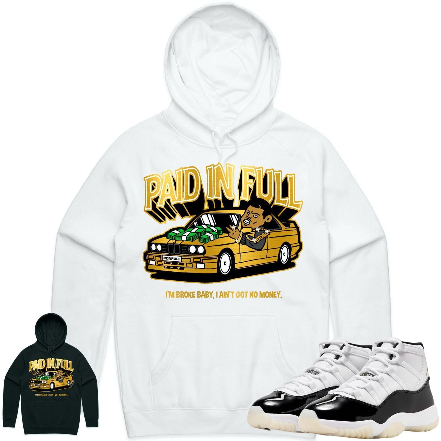 Jordan 11 Gratitude 11s Hoodie to Match - GOLD METALLIC PAID