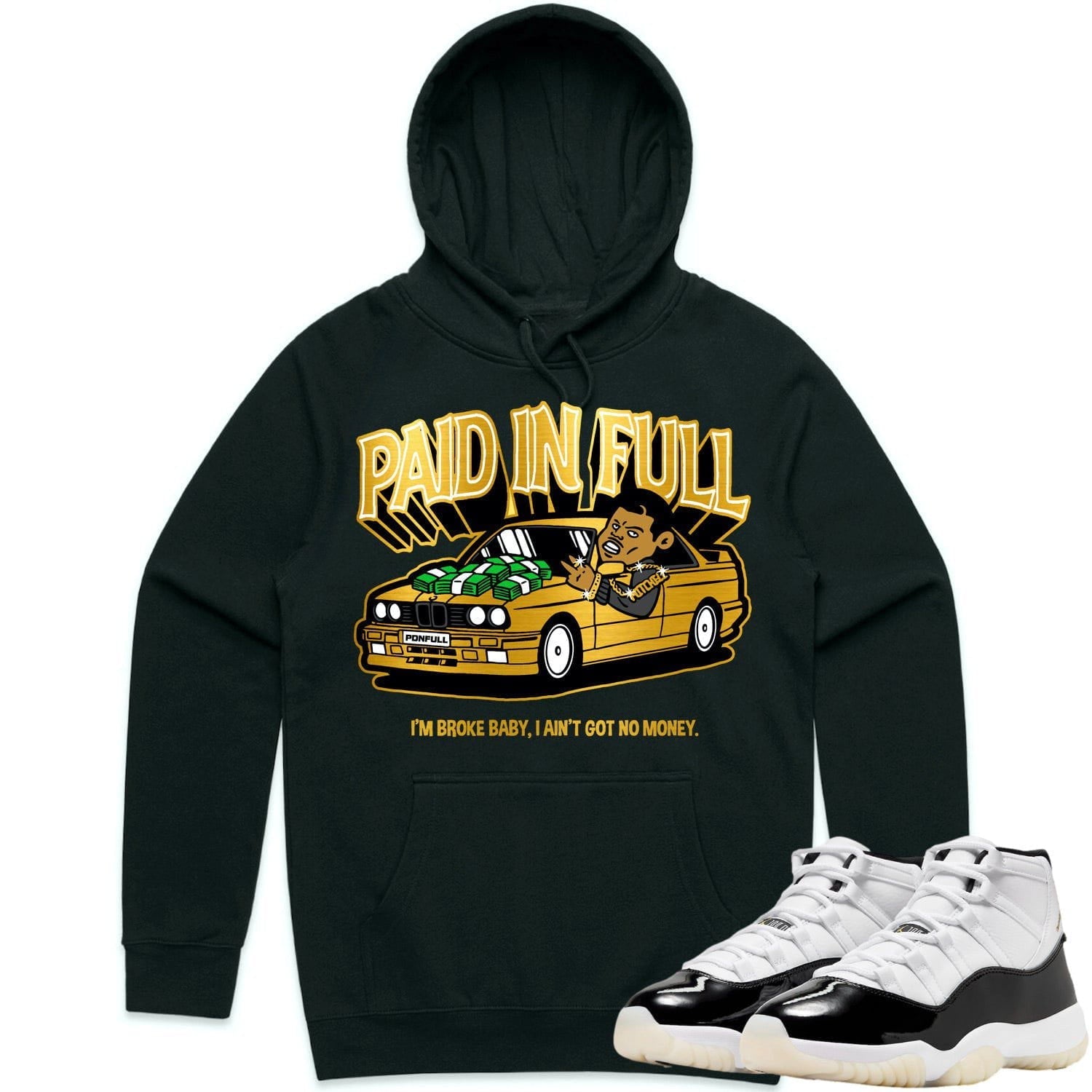 Jordan 11 Gratitude 11s Hoodie to Match - GOLD METALLIC PAID