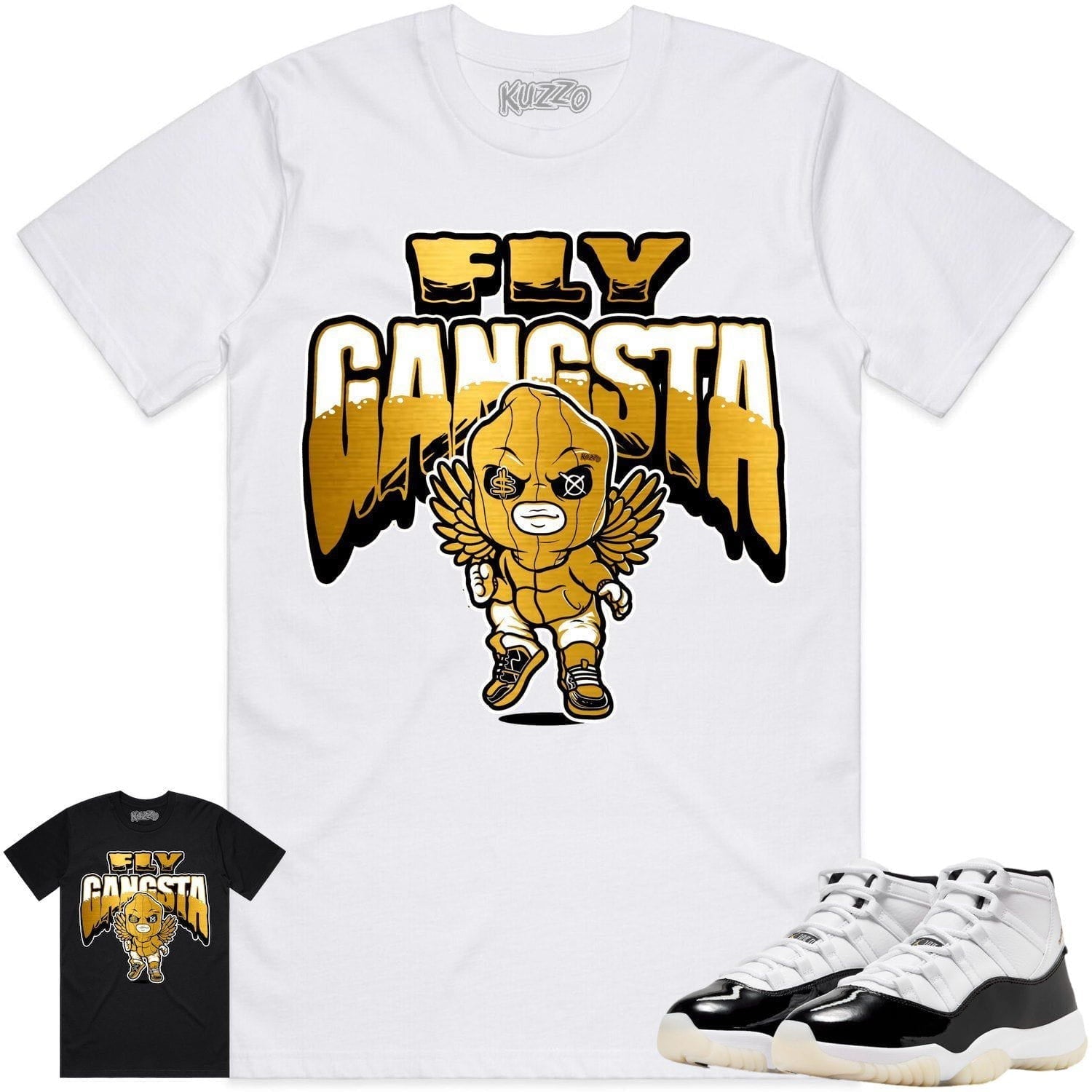 Jordan 11 Gratitude 11s Shirt to Match - GOLD METALLIC FLY GANGSTA