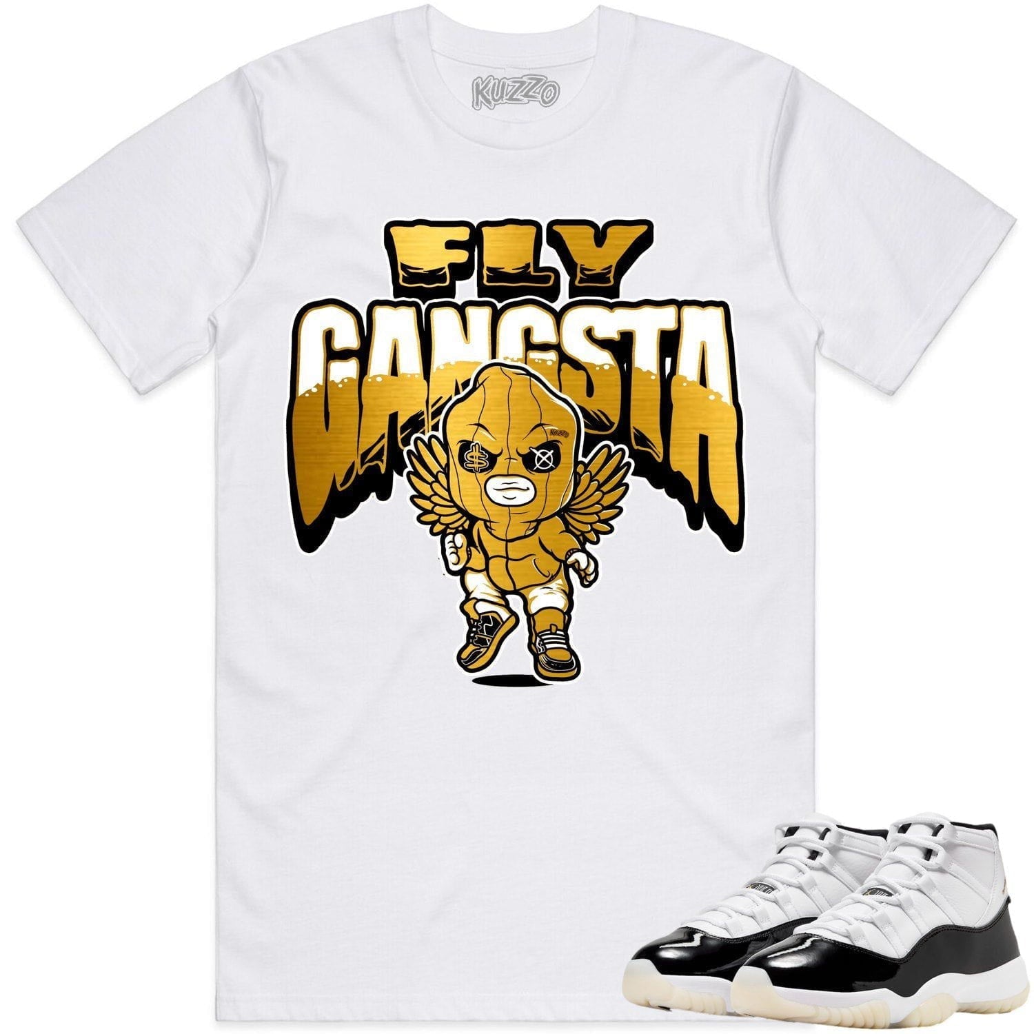 Jordan 11 Gratitude 11s Shirt to Match - GOLD METALLIC FLY GANGSTA