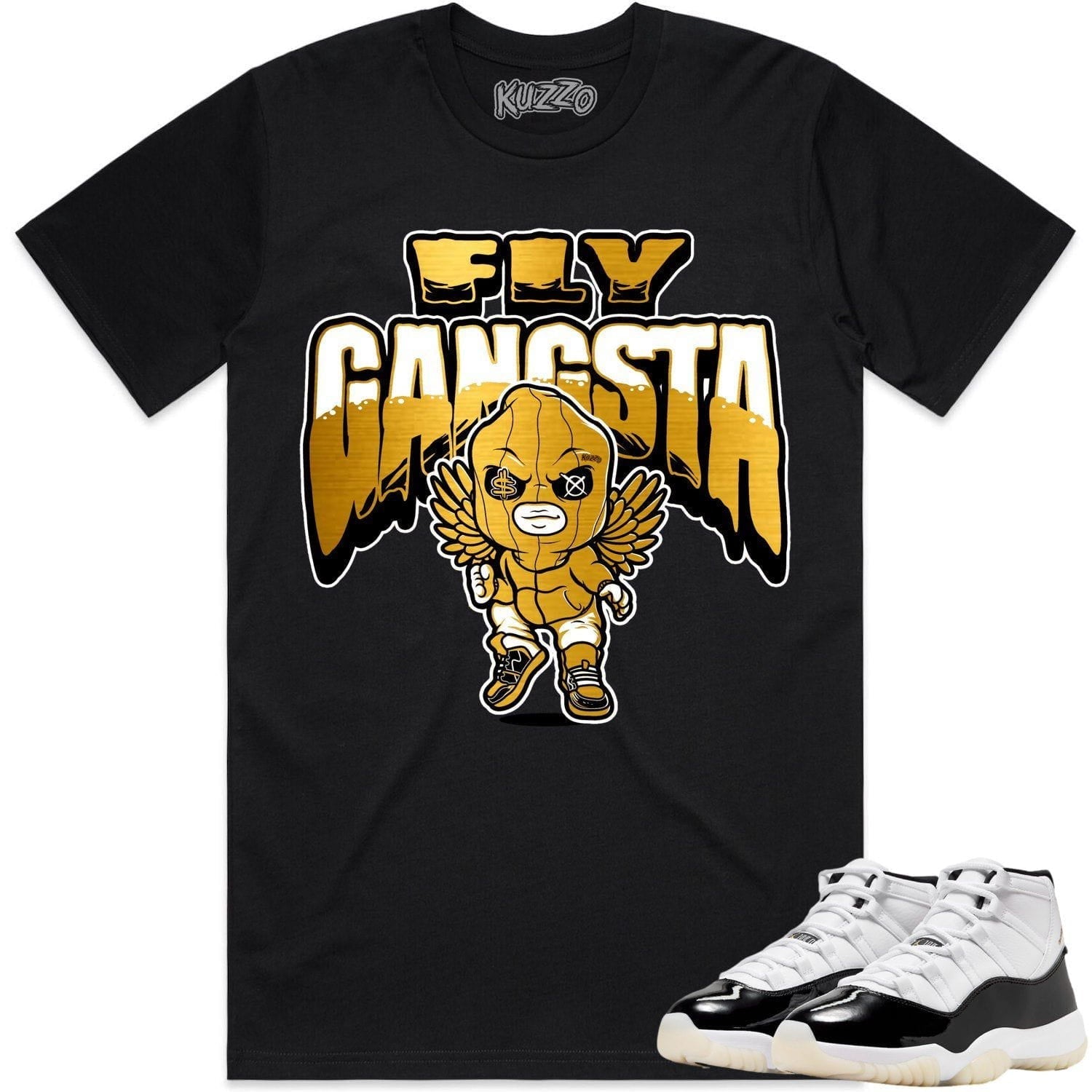 Jordan 11 Gratitude 11s Shirt to Match - GOLD METALLIC FLY GANGSTA