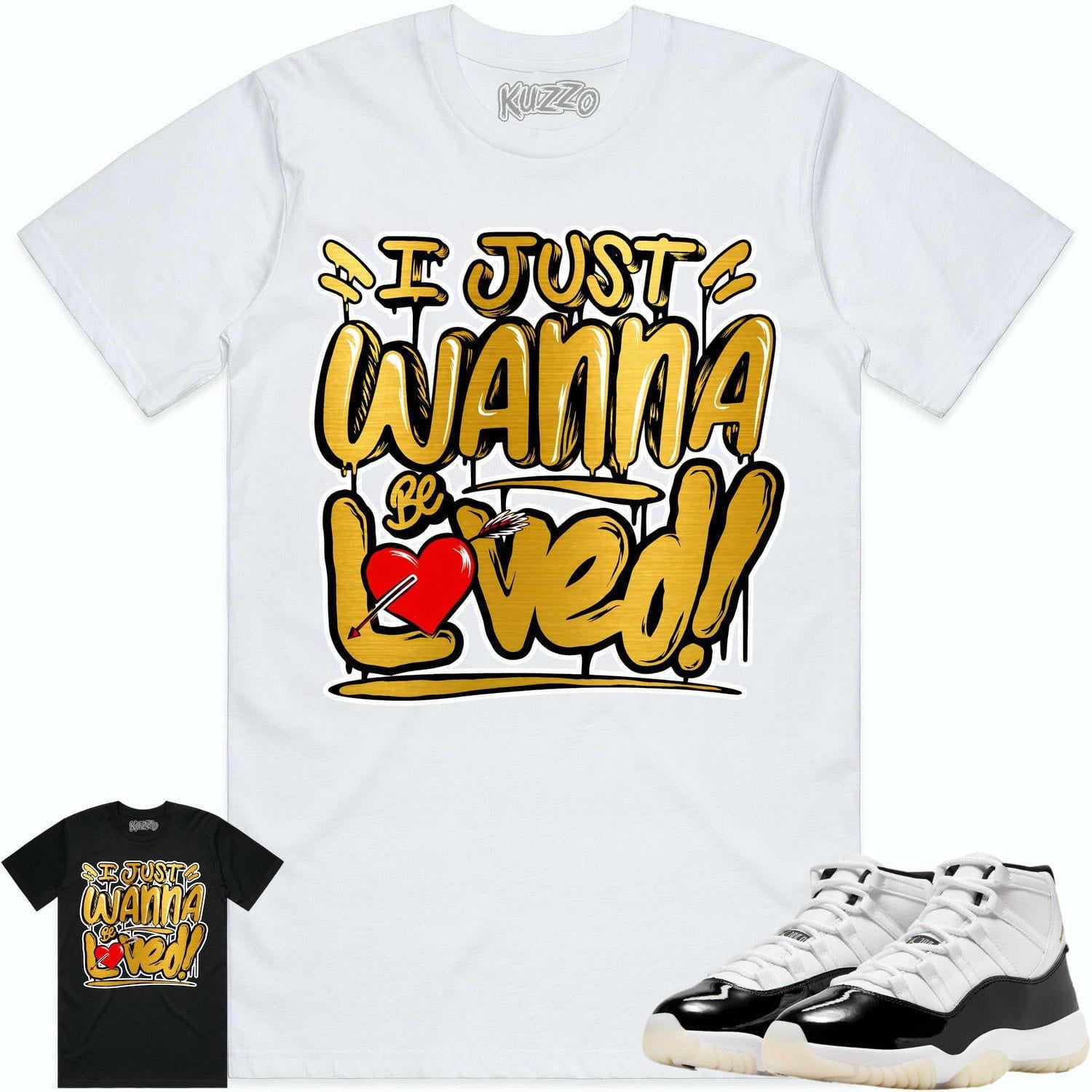 Jordan 11 Gratitude 11s Shirt to Match - GOLD METALLIC LOVED