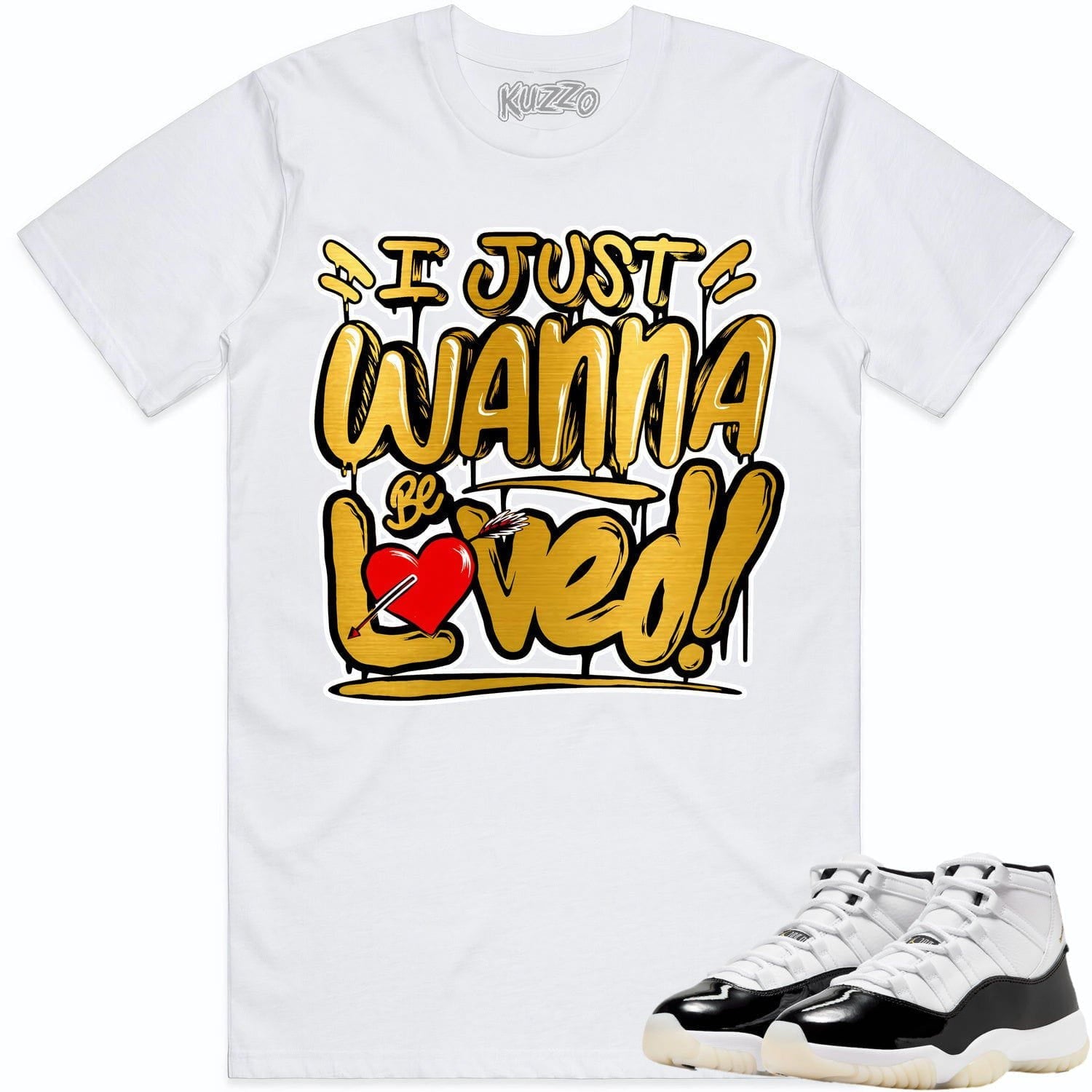 Jordan 11 Gratitude 11s Shirt to Match - GOLD METALLIC LOVED