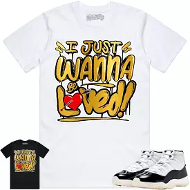 Jordan 11 Gratitude 11s Shirt to Match - GOLD METALLIC LOVED