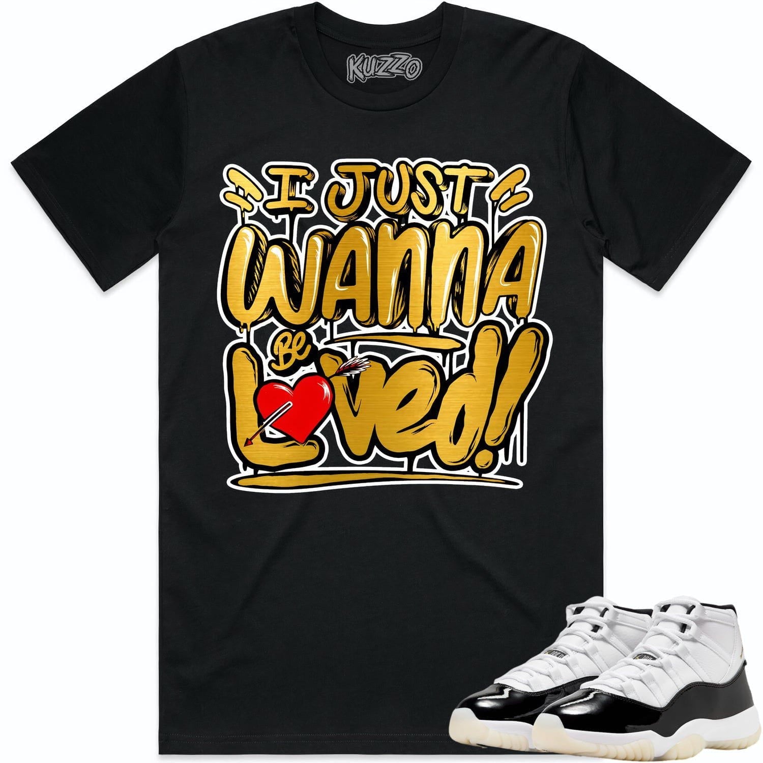 Jordan 11 Gratitude 11s Shirt to Match - GOLD METALLIC LOVED