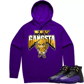 Jordan 12 Field Purple 12s Hoodie to Match - GOLD METALLIC FLY GANGSTA