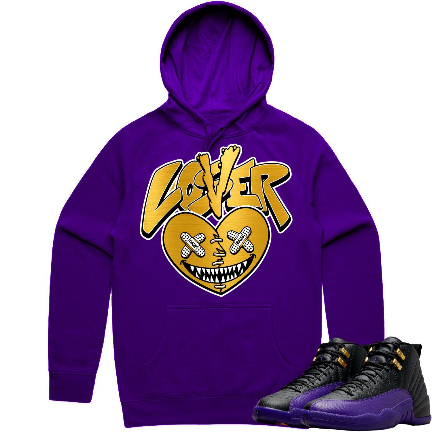 Jordan 12 Field Purple 12s Hoodie to Match - GOLD METALLIC LOVER LOSER BAWS