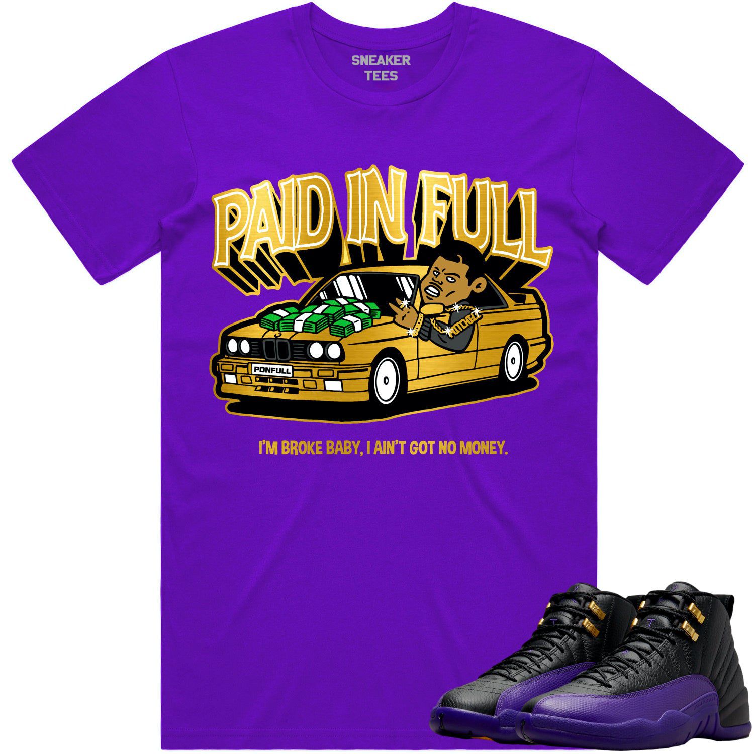 Jordan 12 Field Purple 12s Shirt to Match - GOLD METALLIC PAID