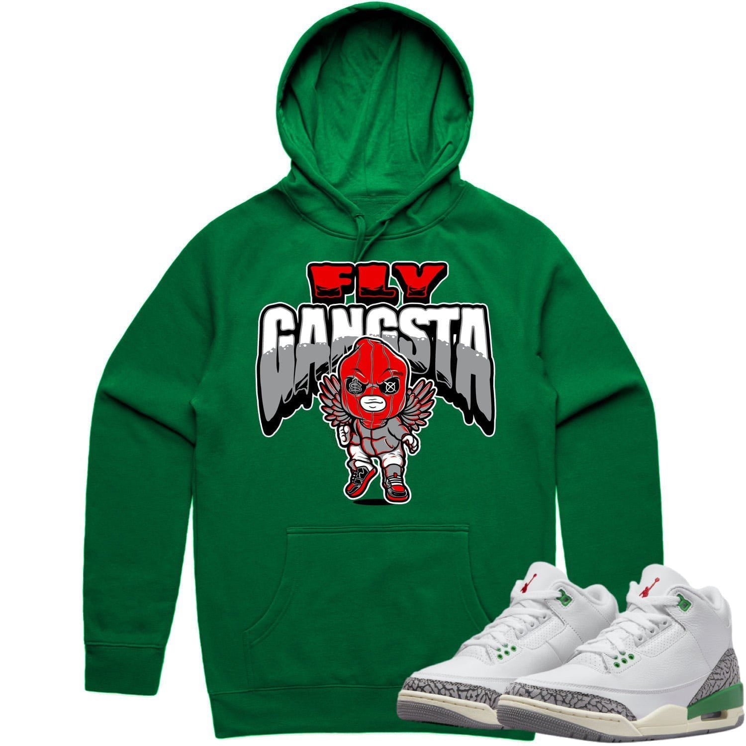 Jordan 3 Lucky Green 3s Hoodie to Match - RED FLY GANGSTA