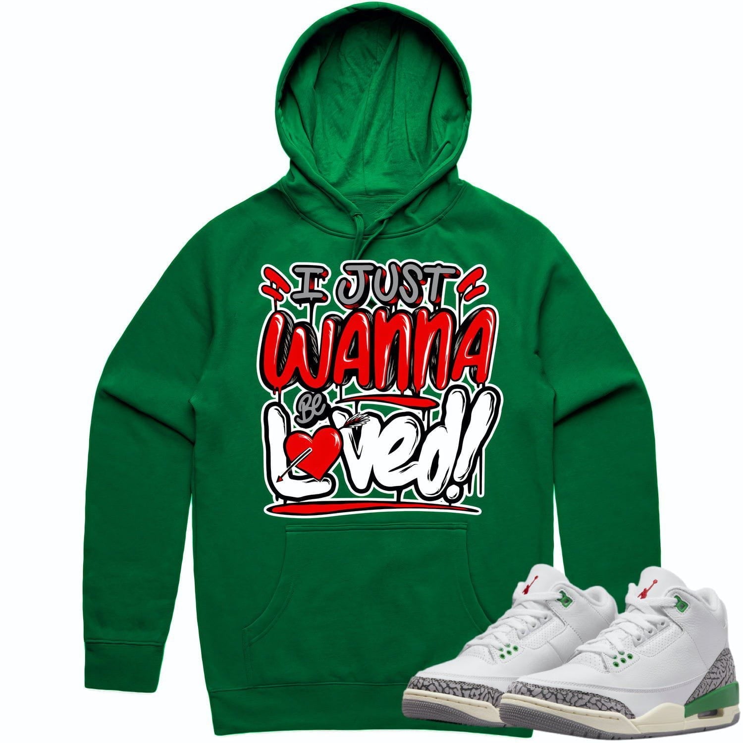 Jordan 3 Lucky Green 3s Hoodie to Match - RED LOVED