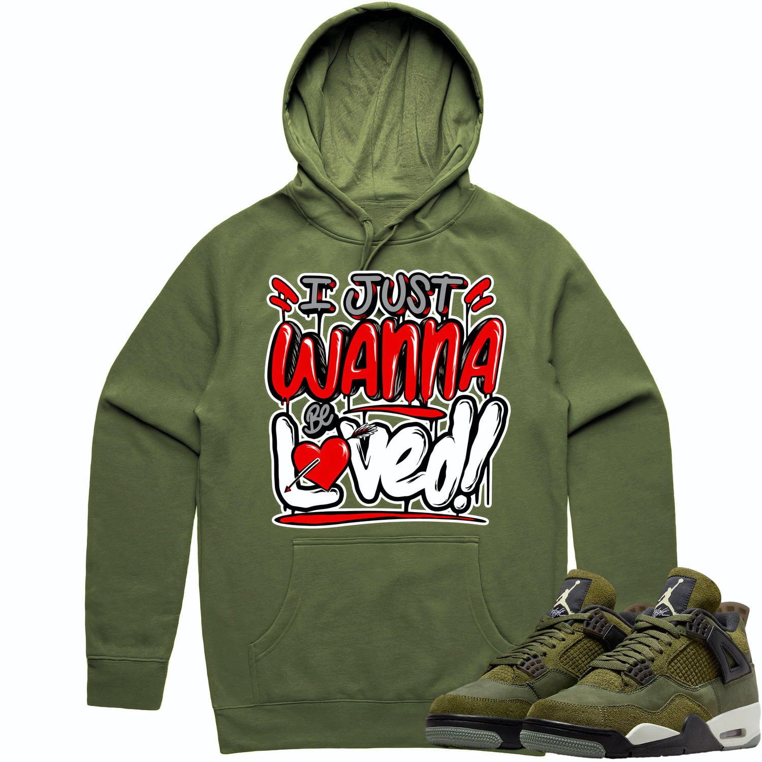 Jordan 4 Craft Olive 4s Hoodie to Match - RED LOVED