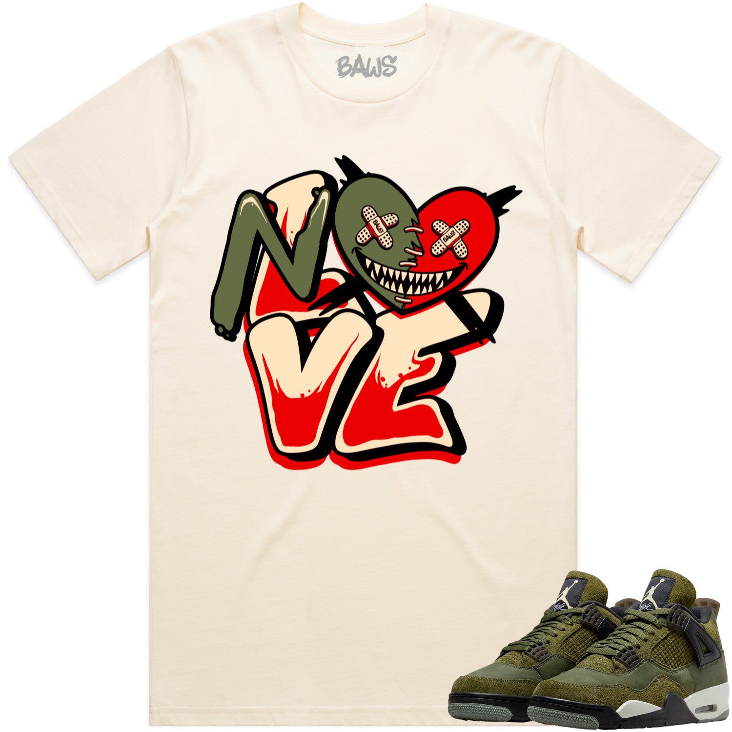 Jordan 4 Craft Olive 4s Shirt to Match - OLIVE NO LOVE BAWS