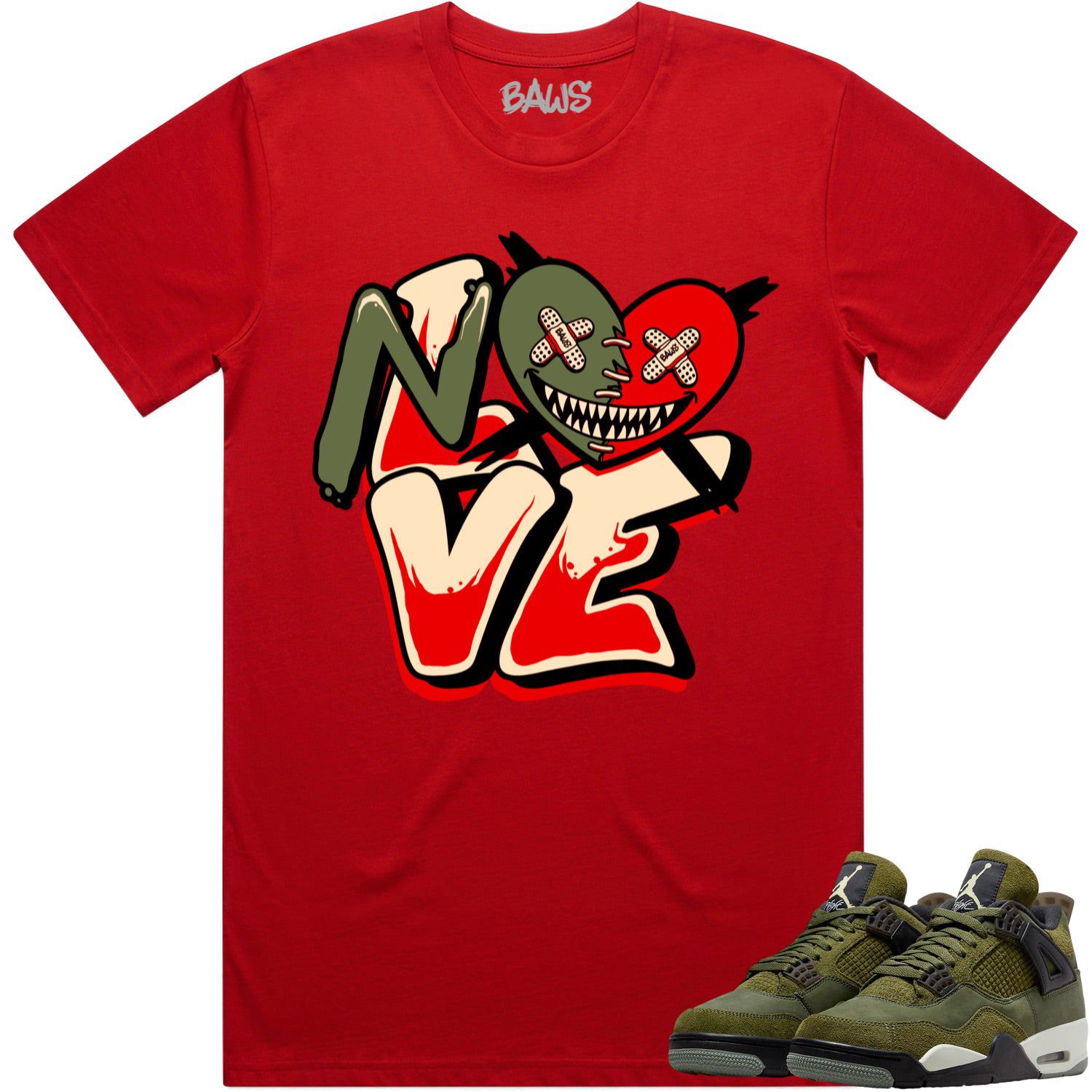 Jordan 4 Craft Olive 4s Shirt to Match - OLIVE NO LOVE BAWS