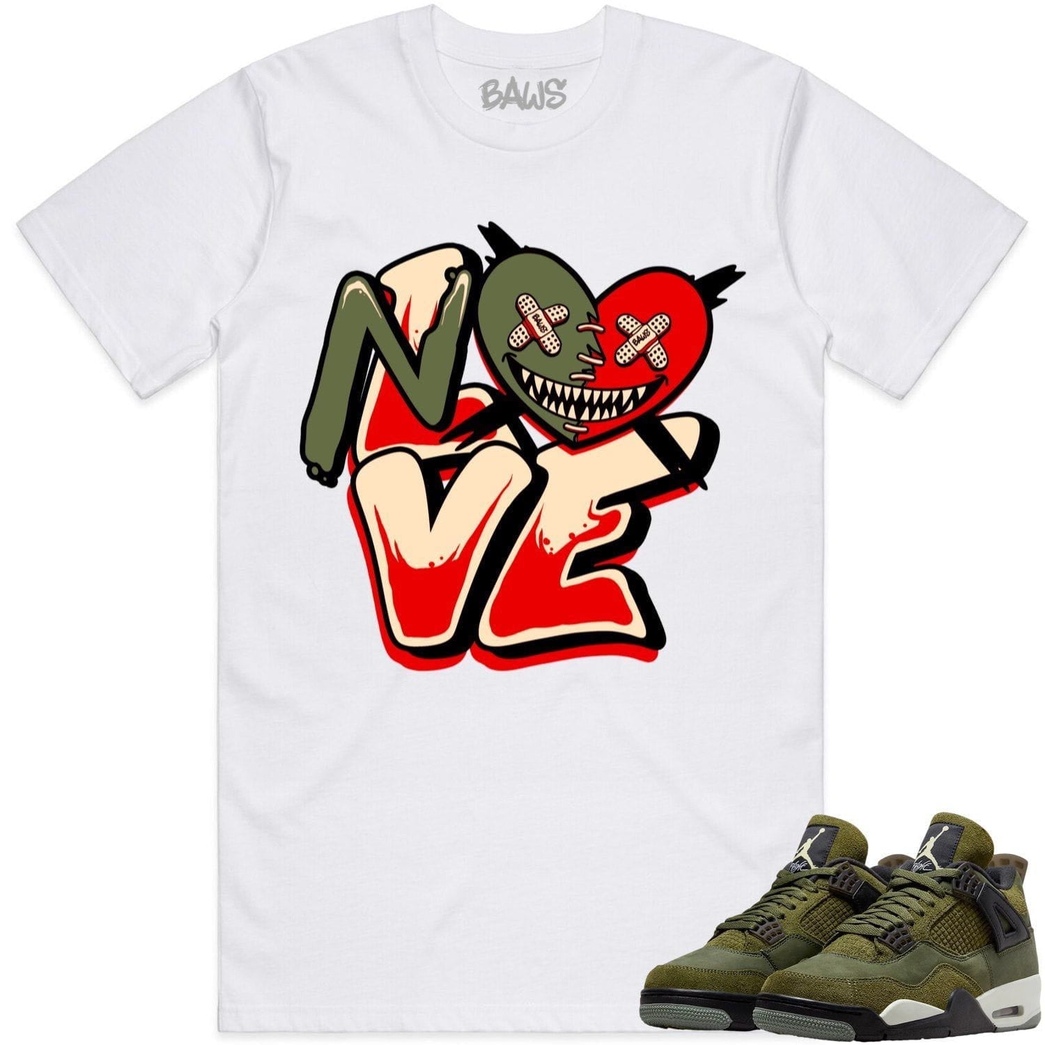 Jordan 4 Craft Olive 4s Shirt to Match - OLIVE NO LOVE BAWS