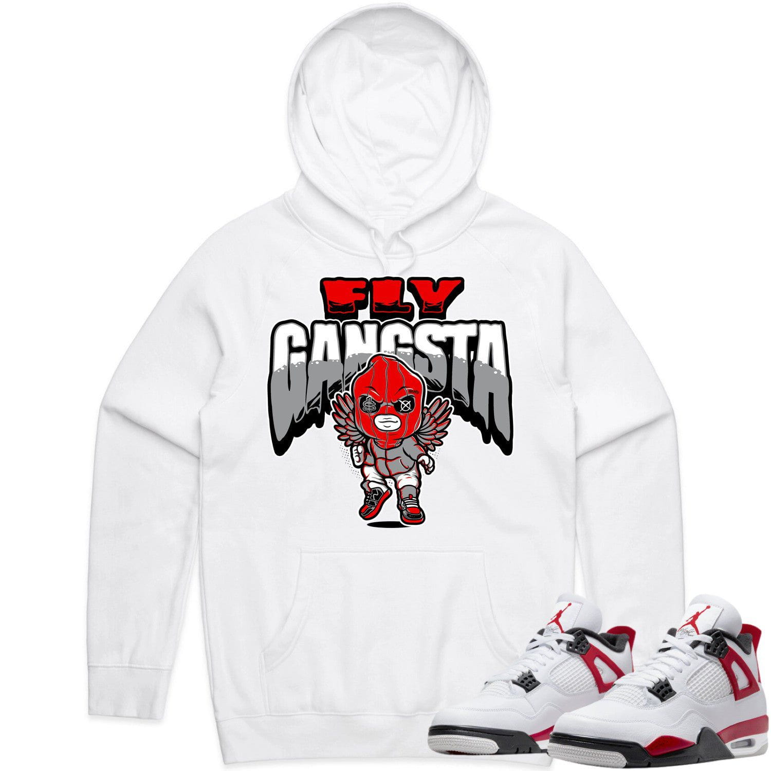 Jordan 4 Red Cement 4s Hoodie to Match - RED FLY GANGSTA