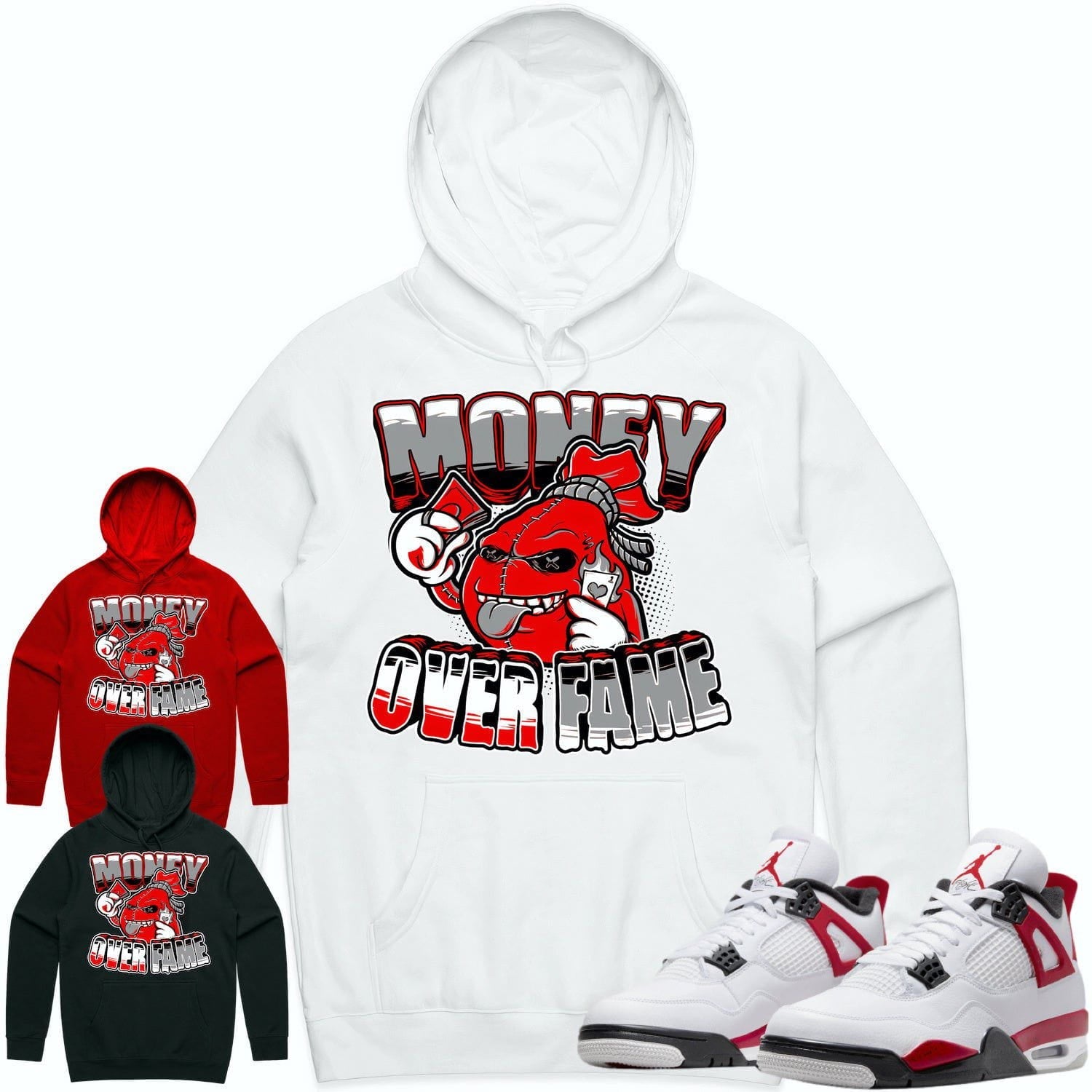 Jordan 4 Red Cement 4s Hoodie to Match - RED MOF