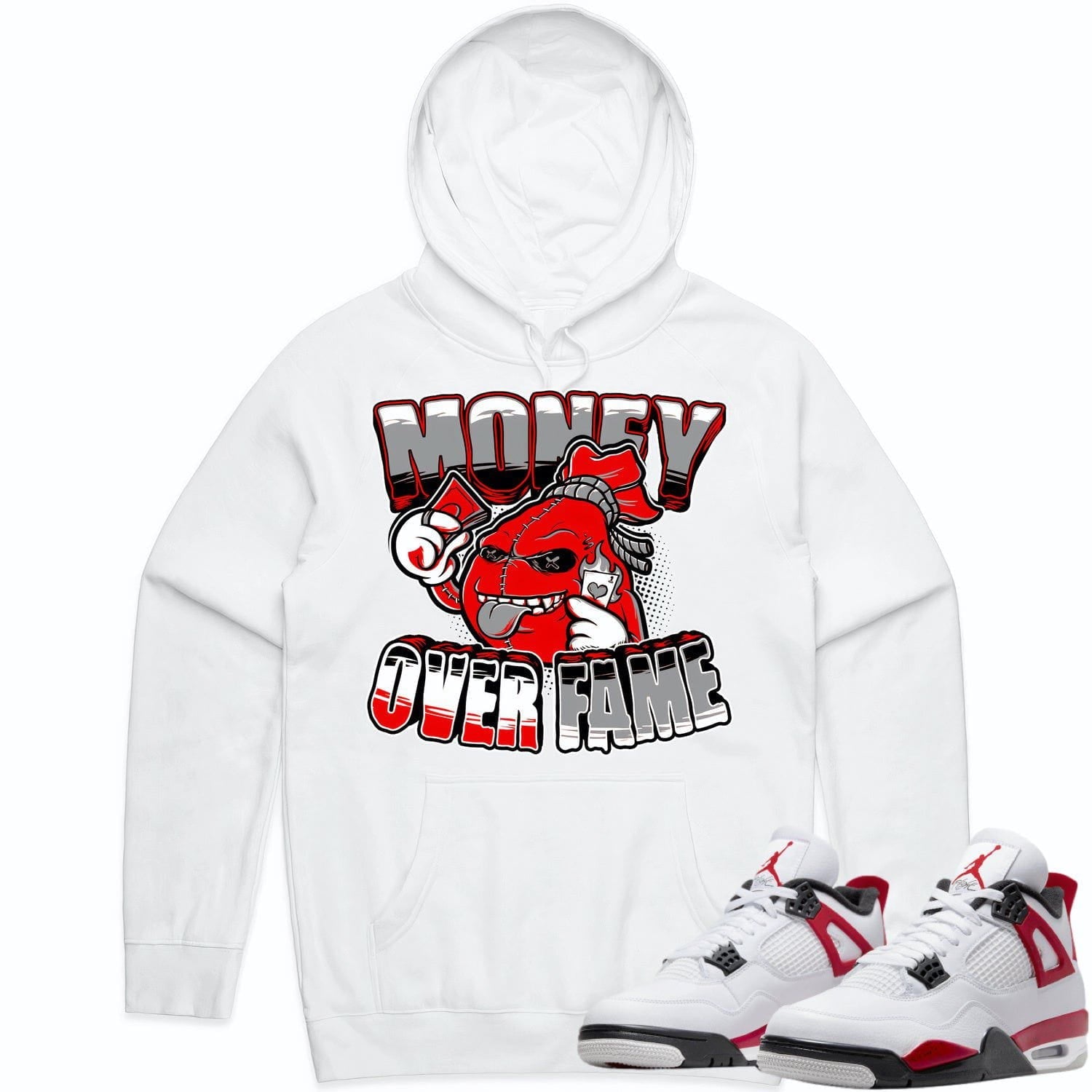 Jordan 4 Red Cement 4s Hoodie to Match - RED MOF