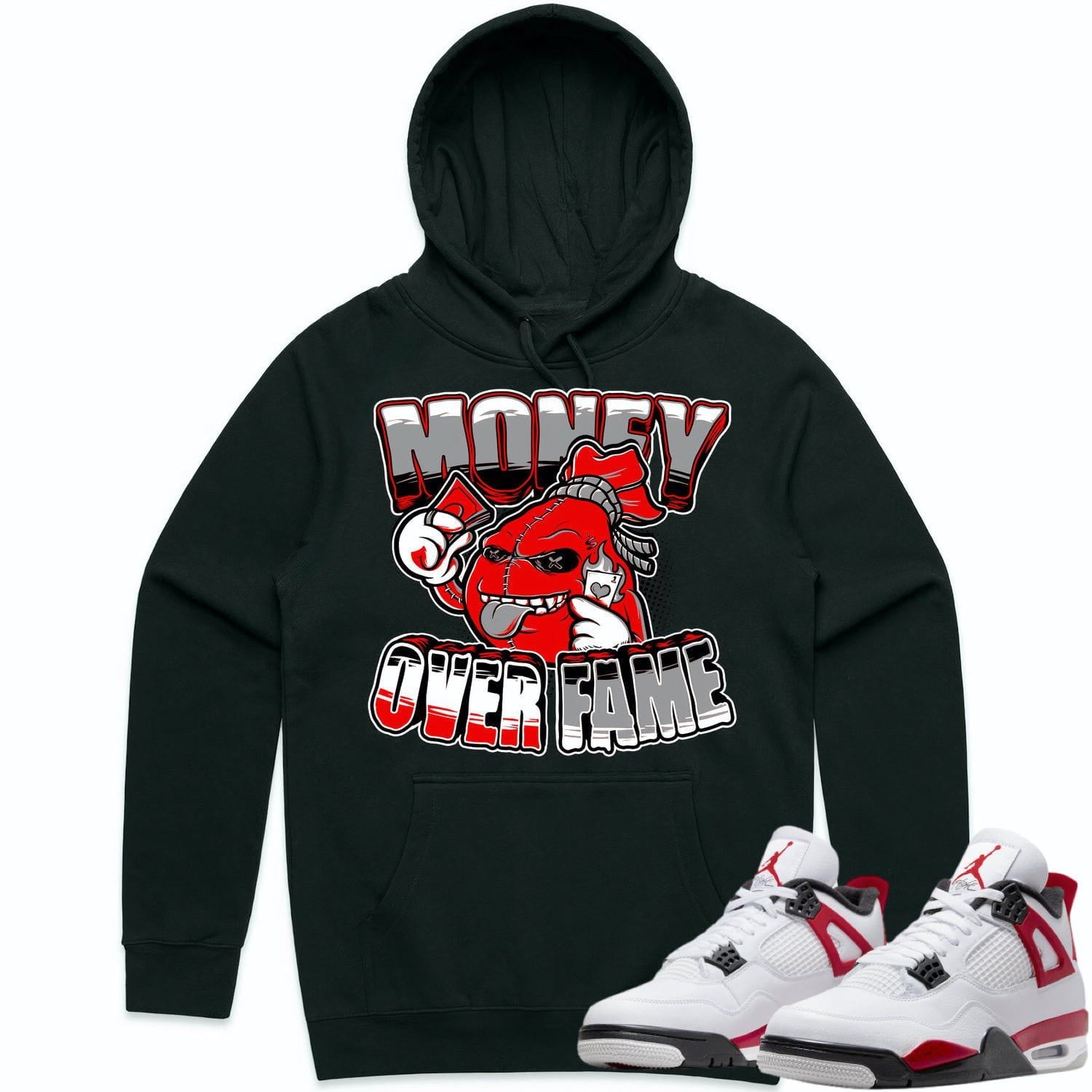 Jordan 4 Red Cement 4s Hoodie to Match - RED MOF