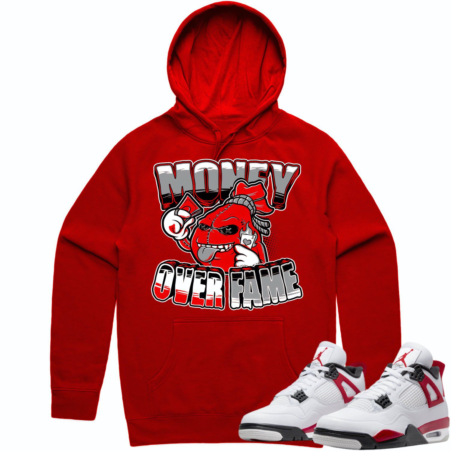 Jordan 4 Red Cement 4s Hoodie to Match - RED MOF