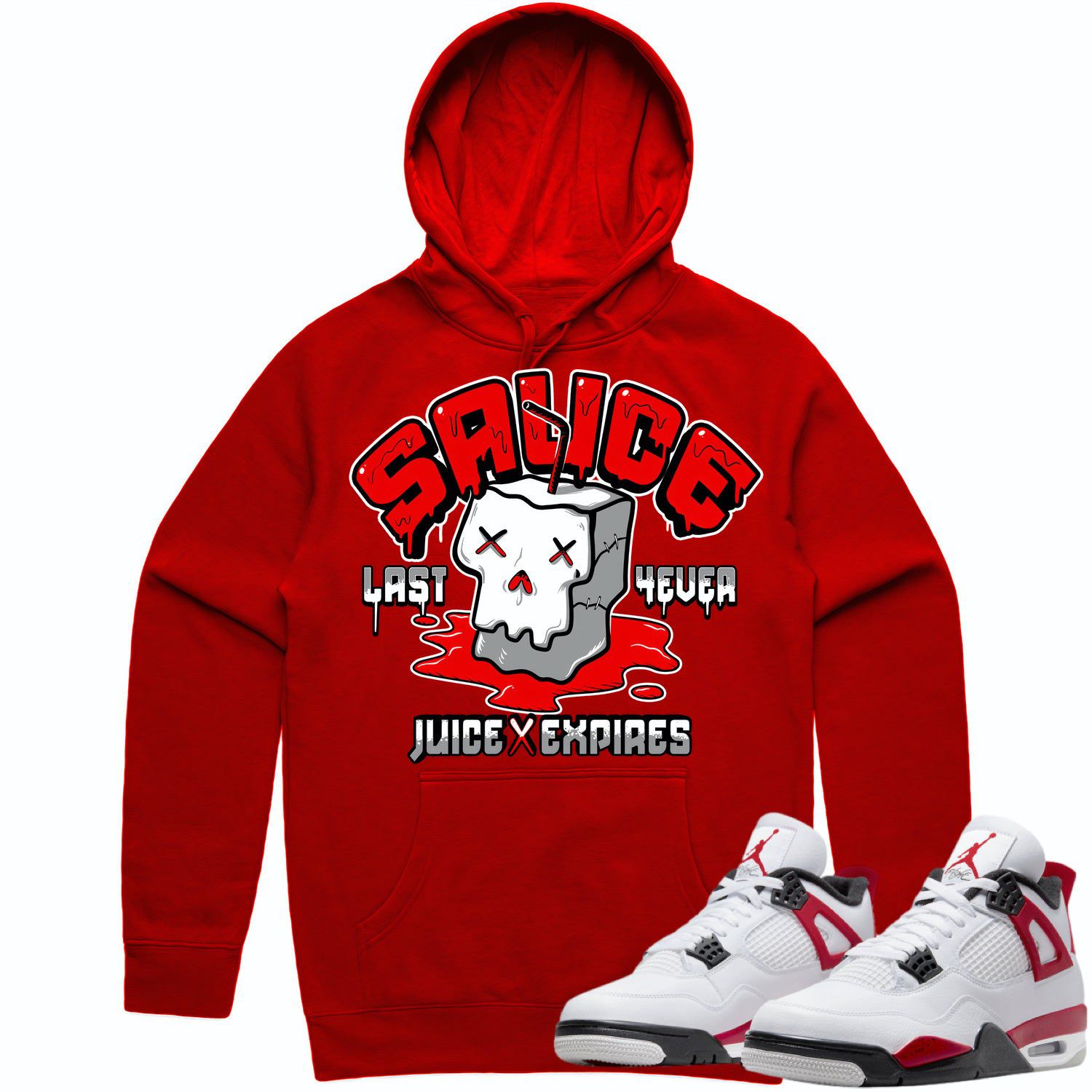 Jordan 4 Red Cement 4s Hoodie to Match - RED SAUCE