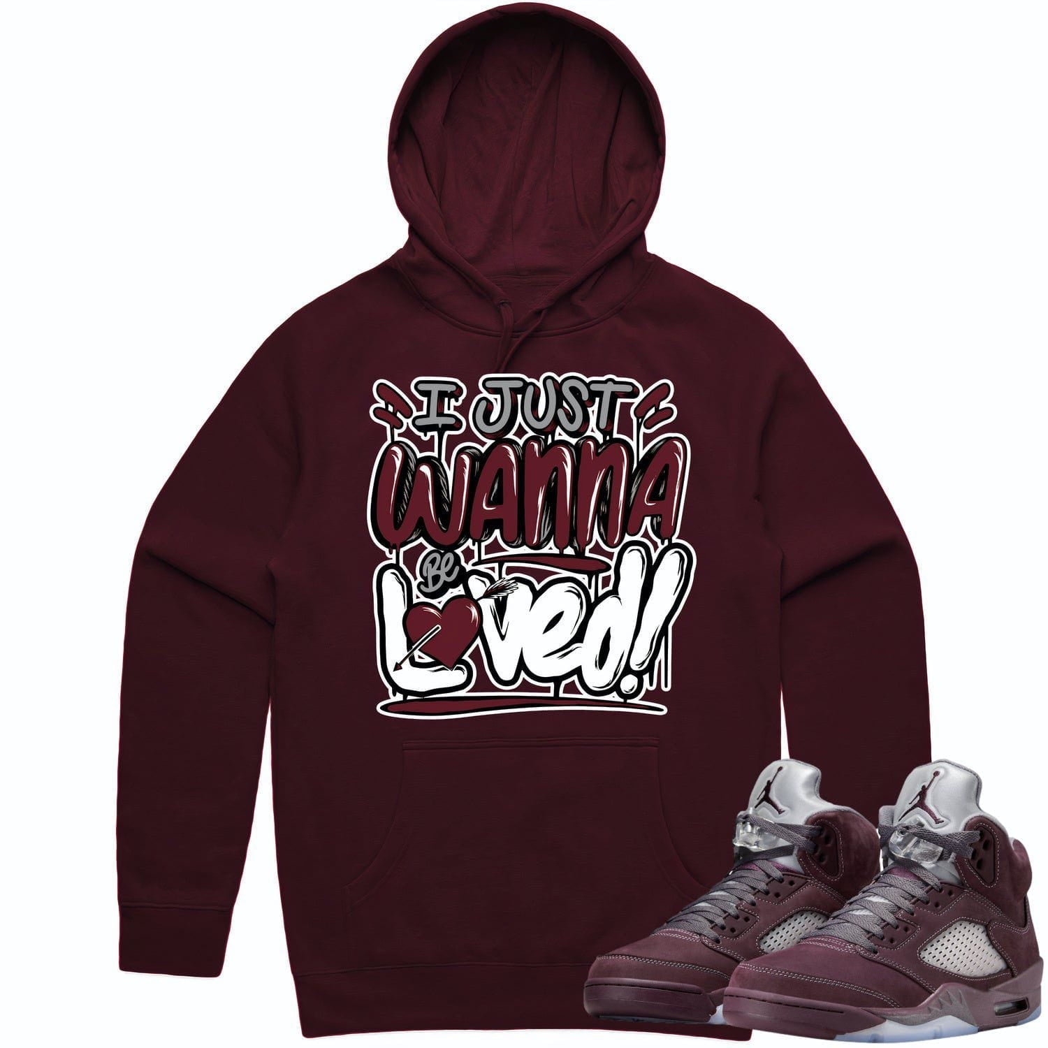 Jordan 5 Burgundy 5s Hoodie to Match - BURGUNDY LOVED