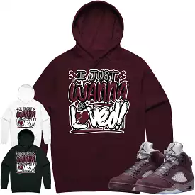 Jordan 5 Burgundy 5s Hoodie to Match - BURGUNDY LOVED