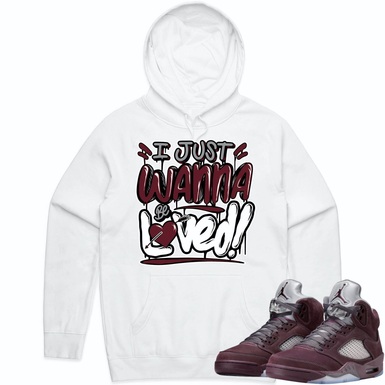 Jordan 5 Burgundy 5s Hoodie to Match - BURGUNDY LOVED