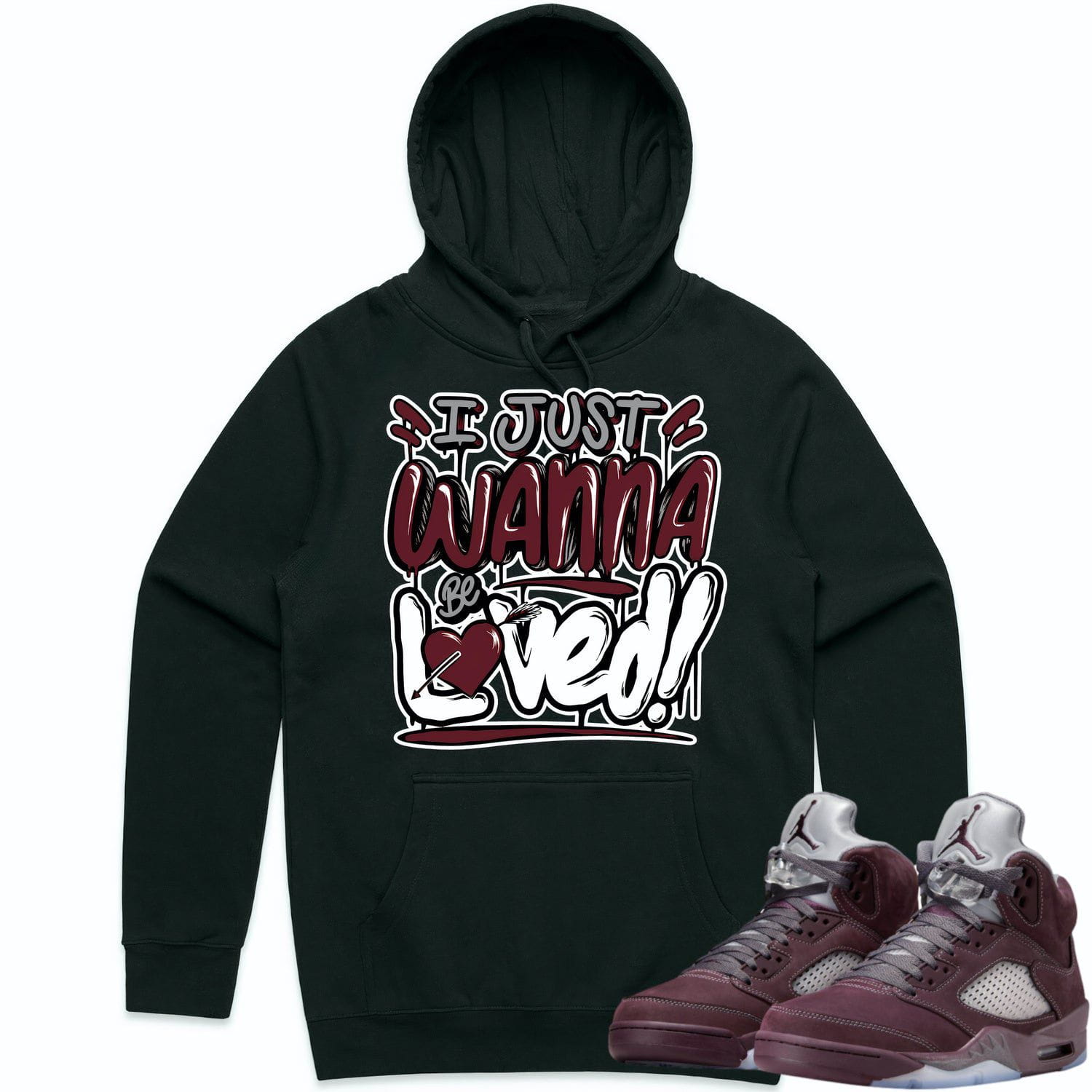 Jordan 5 Burgundy 5s Hoodie to Match - BURGUNDY LOVED