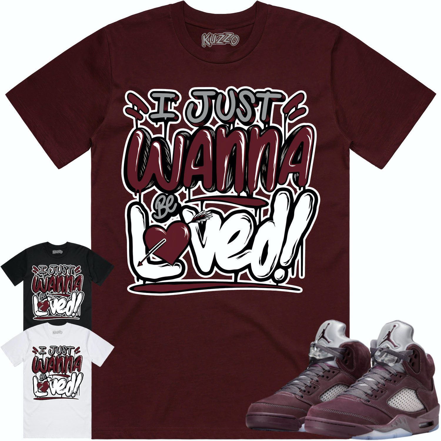 Jordan 5 Burgundy 5s Shirt to Match - BURGUNDY LOVED