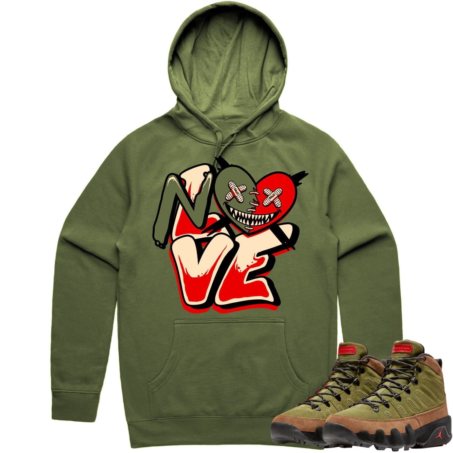 Jordan 9 Beef Broccoli 9s Hoodie to Match - OLIVE NO LOVE BAWS