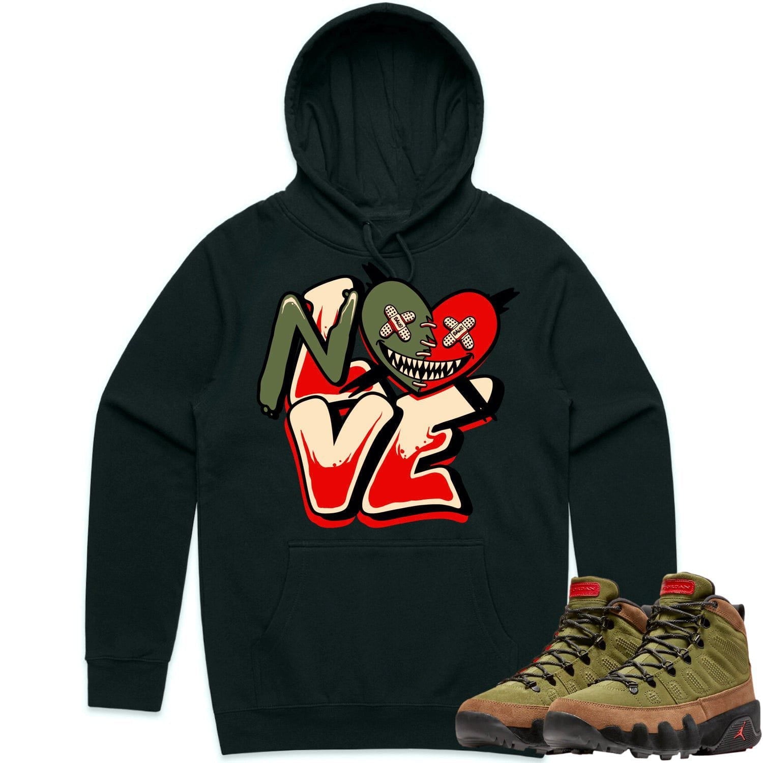 Jordan 9 Beef Broccoli 9s Hoodie to Match - OLIVE NO LOVE BAWS