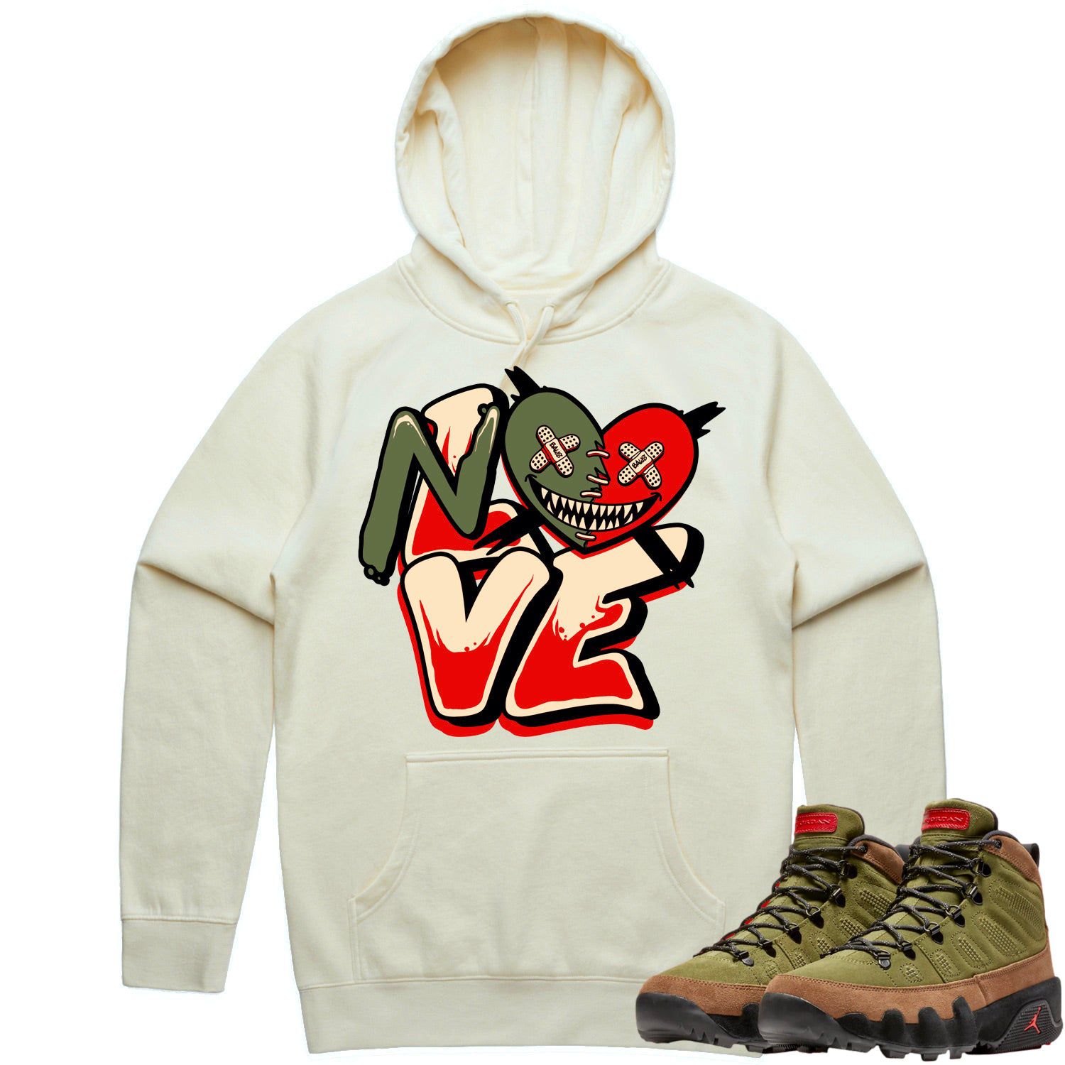 Jordan 9 Beef Broccoli 9s Hoodie to Match - OLIVE NO LOVE BAWS