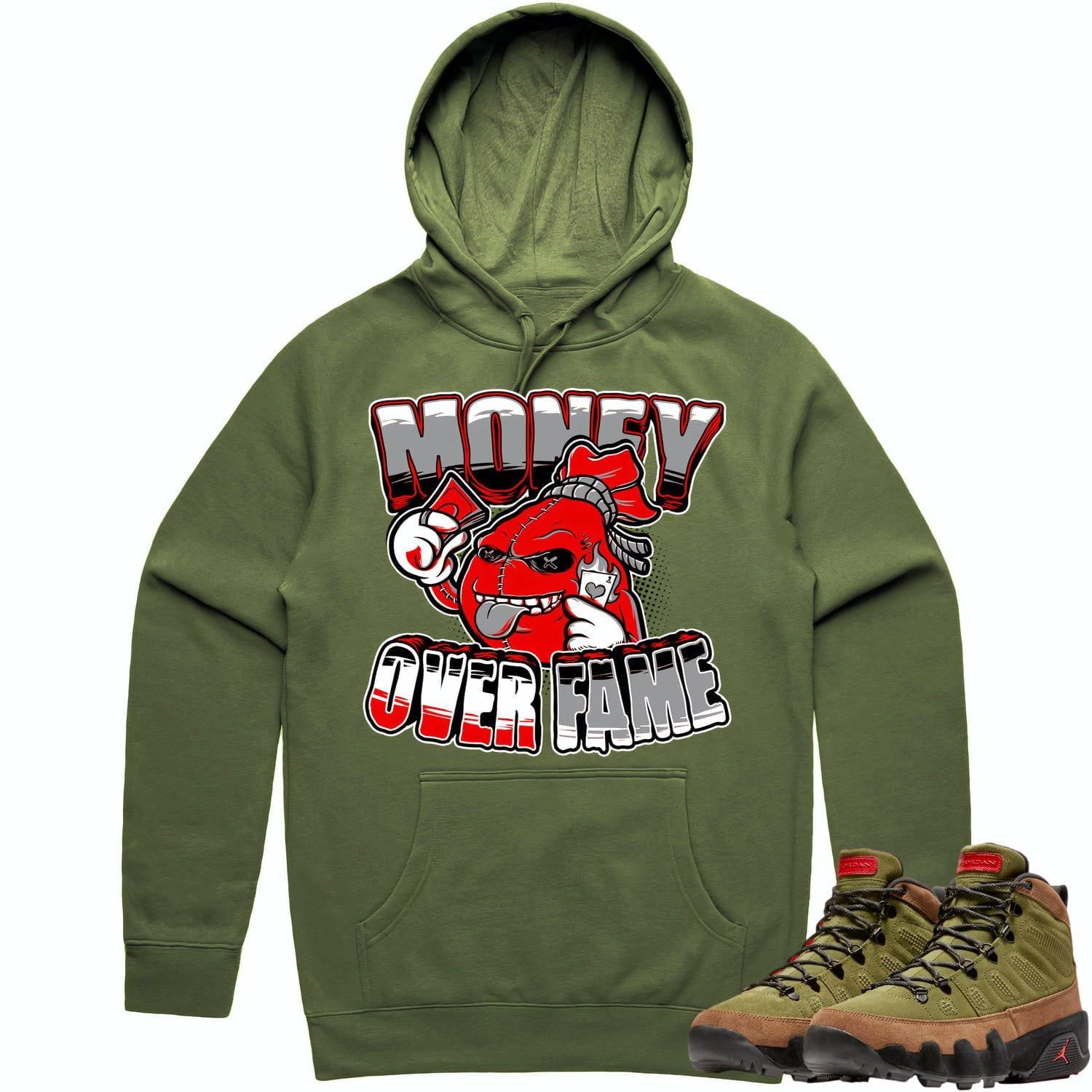 Jordan 9 Beef Broccoli 9s Hoodie to Match - RED MOF