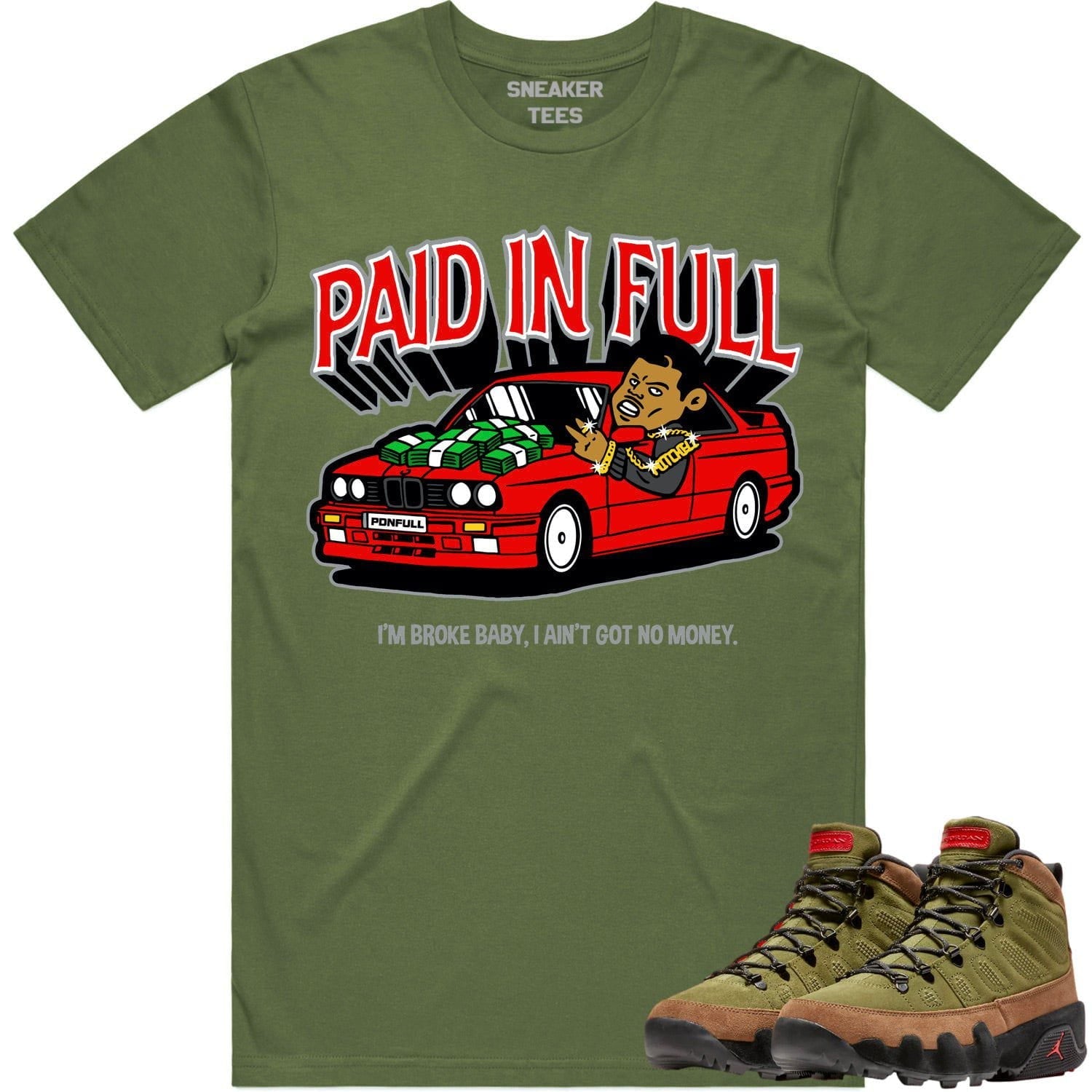 Jordan 9 Beef Broccoli 9s Shirt to Match - RED PAID