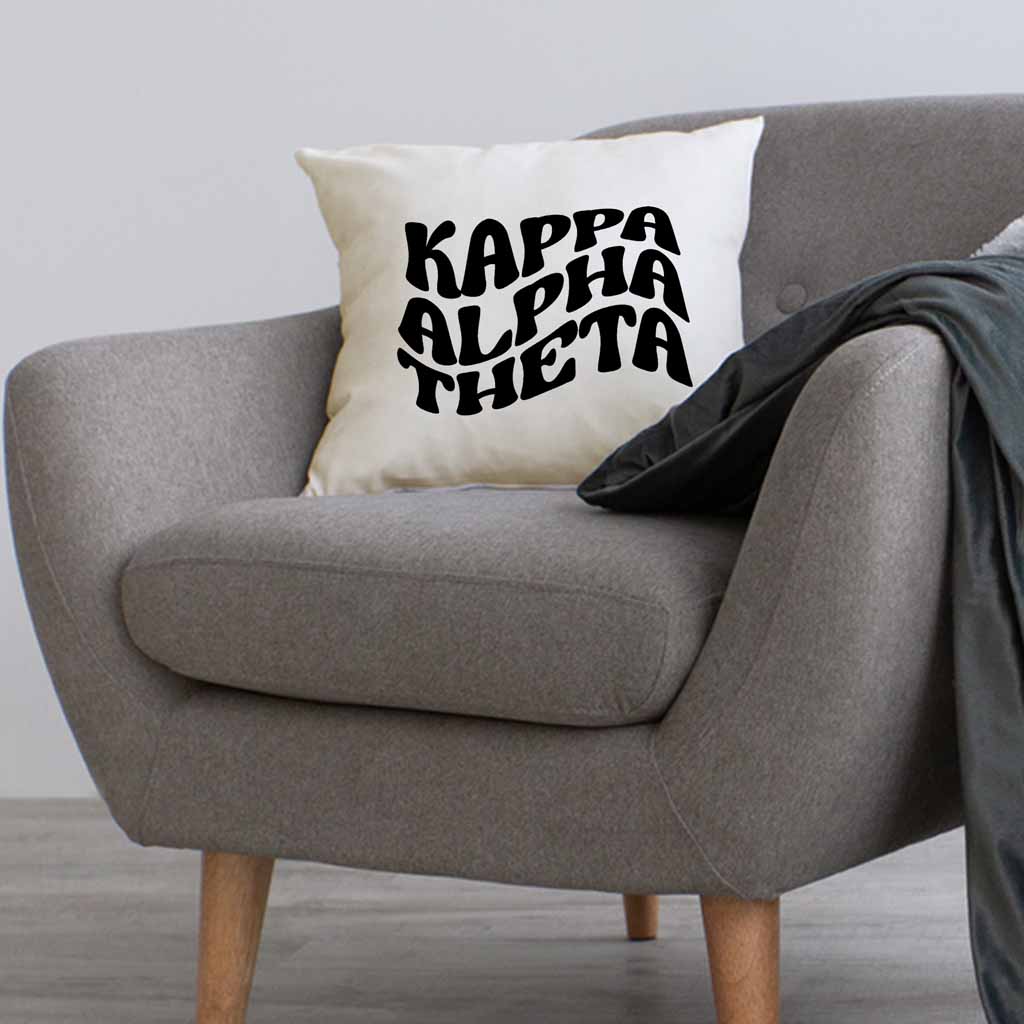 Kappa Alpha Theta Greek Mod Design on a Sorority Throw Pillow Cover for Dorm Room or Apartment Decor