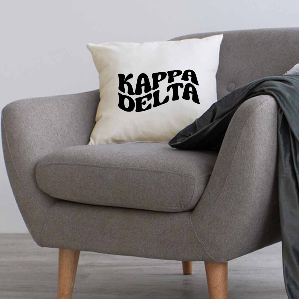 Kappa Delta Greek Mod Design on a Sorority Throw Pillow Cover for Dorm Room or Apartment Decor