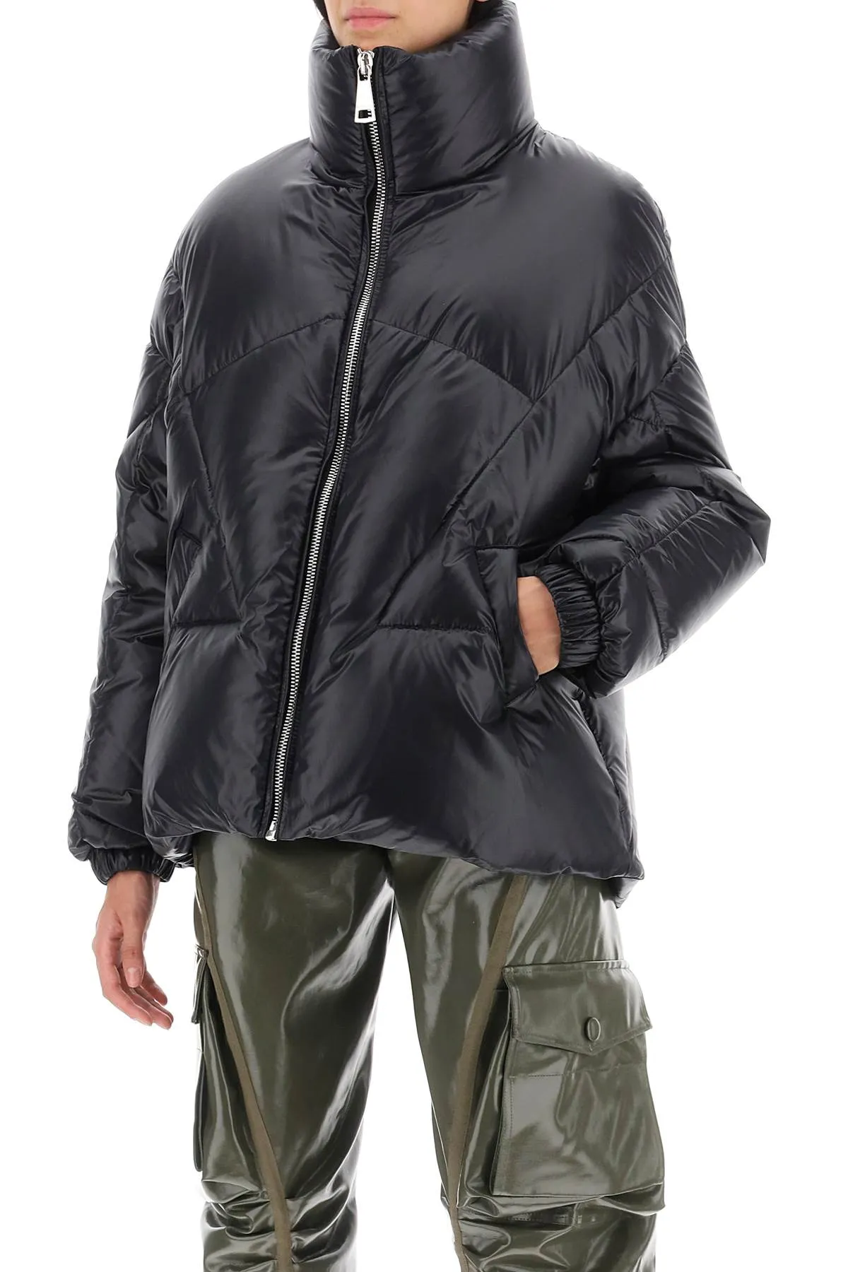 Khrisjoy moon shiny short down jacket EFMW010NYL BLACK