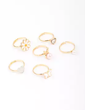 Kids Pearl Bunny Ring 6-Pack