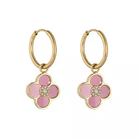 KNIGHT & DAY -  Pink Enamel Floral Earrings