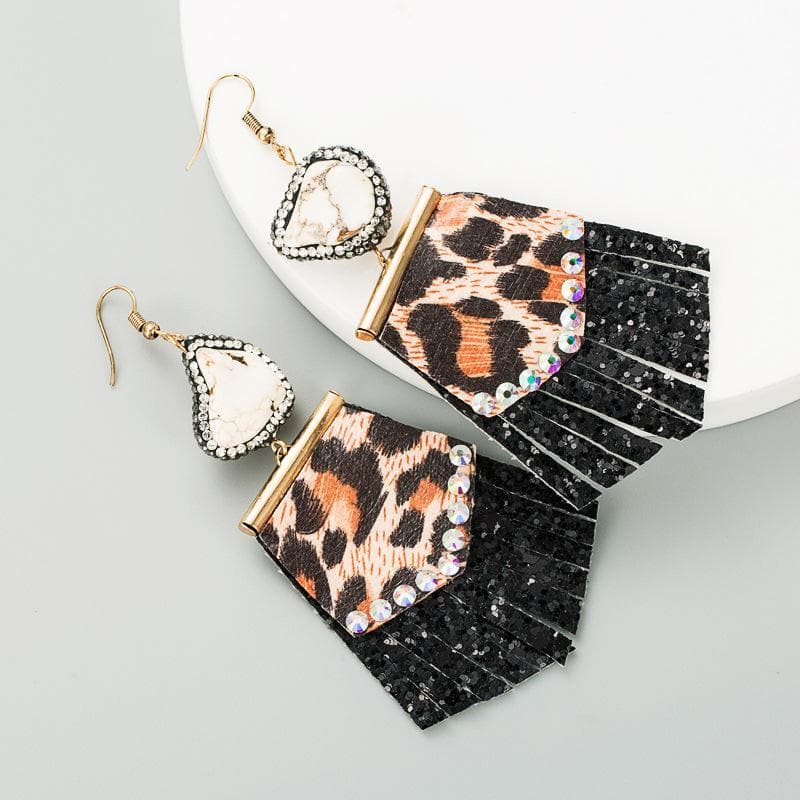 Leopard-print Leather Earrings